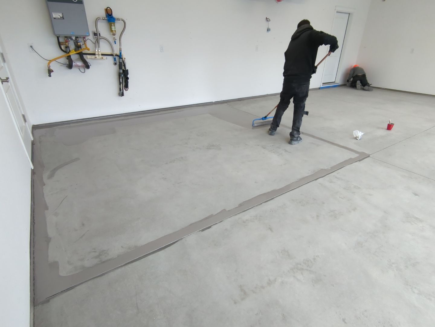 Garage Transformation using Domino with Blue by Croc Coatings, LLC
