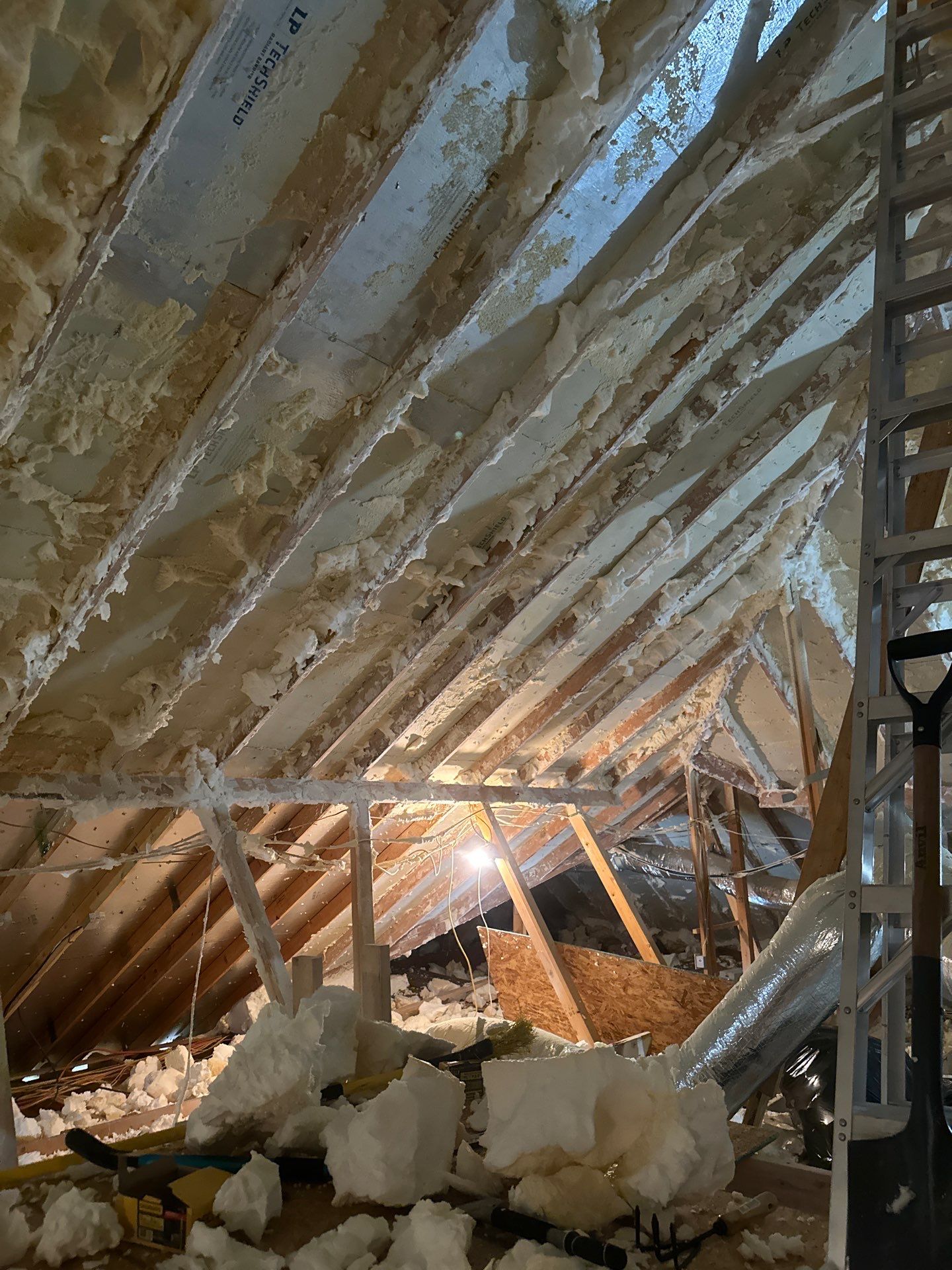 Spray foam insulation removal & re spray by Apex Insulation Solutions