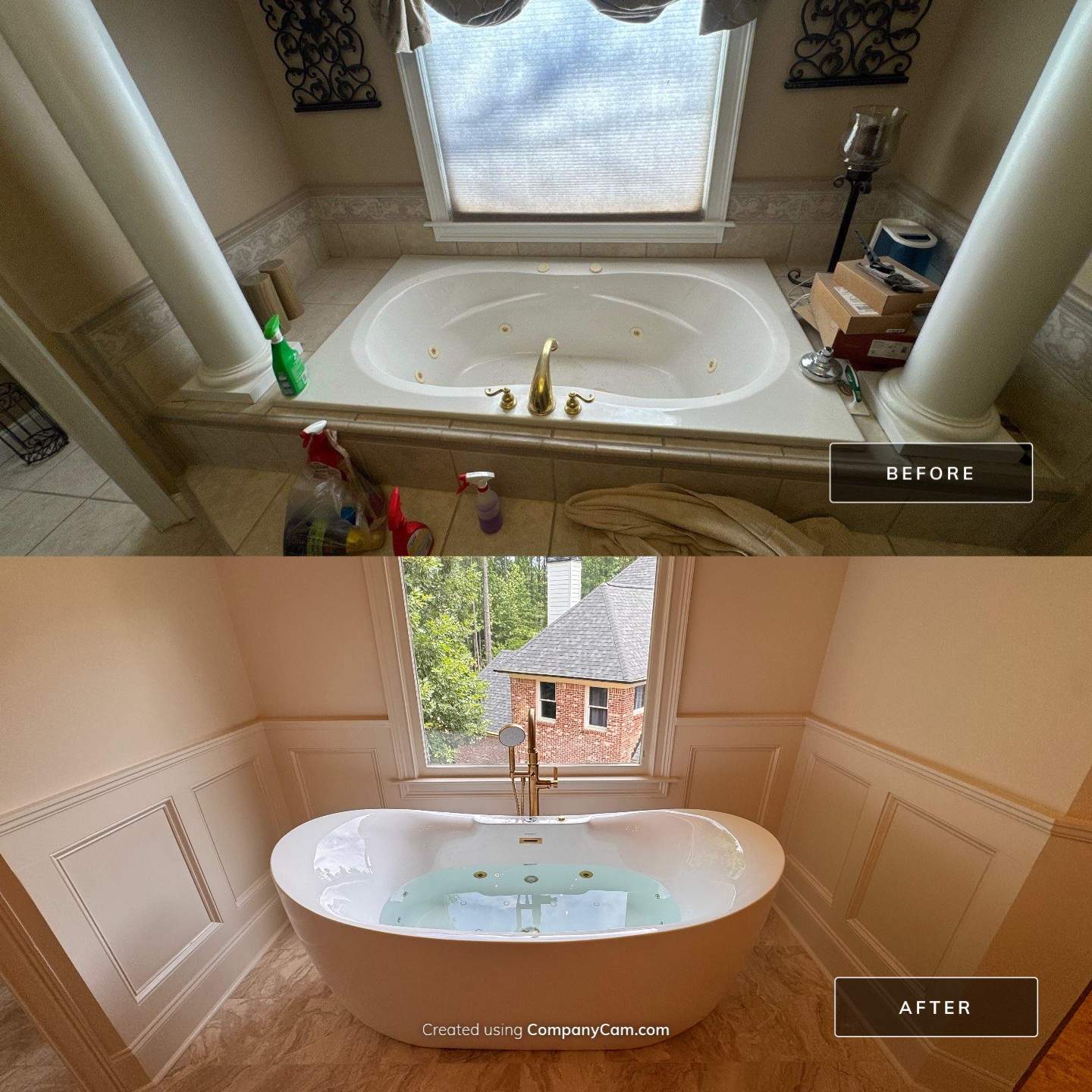 Master bathroom renovation using Free standing tub by Prudencio