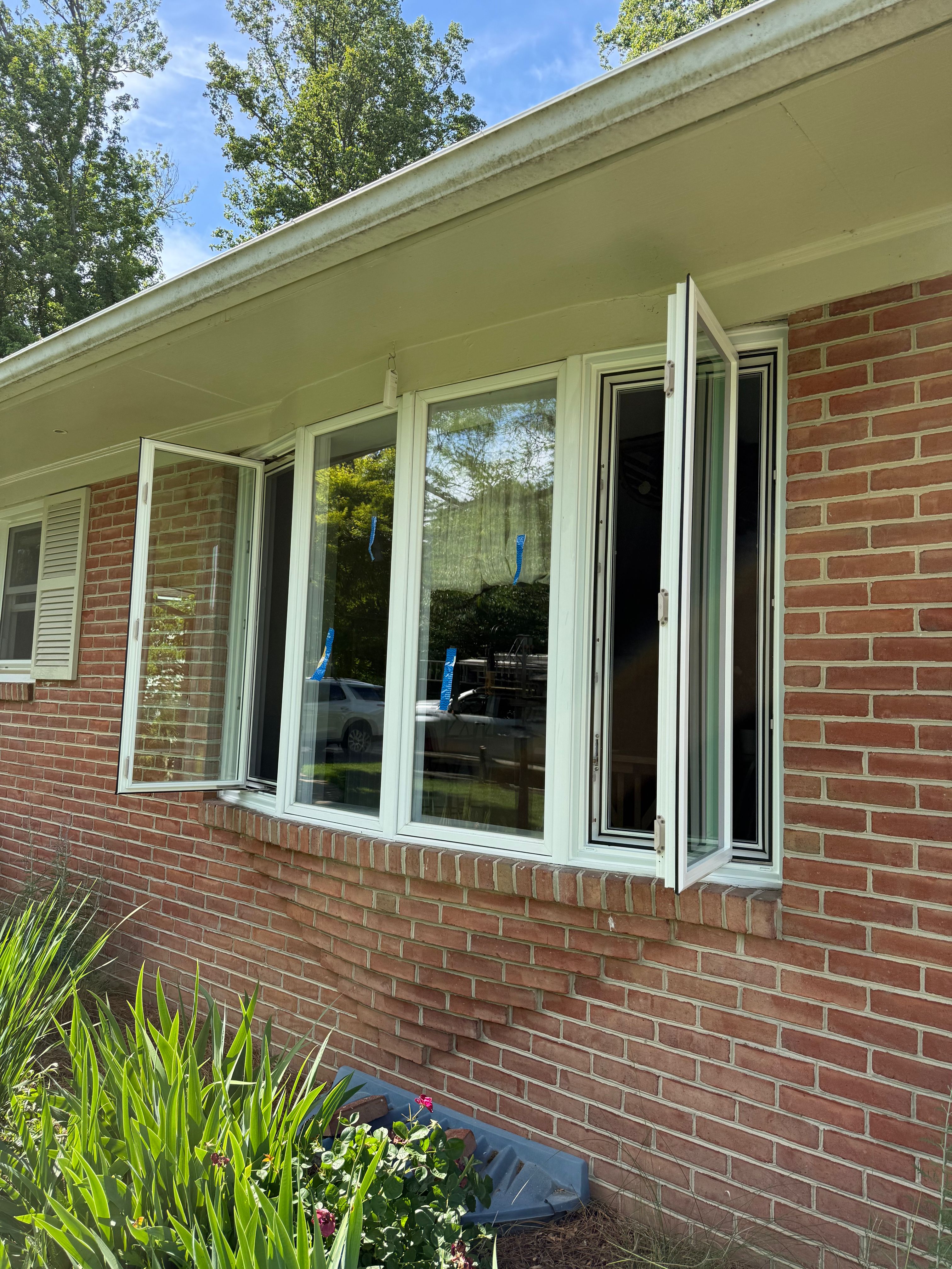 Multi-Pane Casement Window Installation on Brick Home in Chesapeake Beach by Window Depot of Annapolis