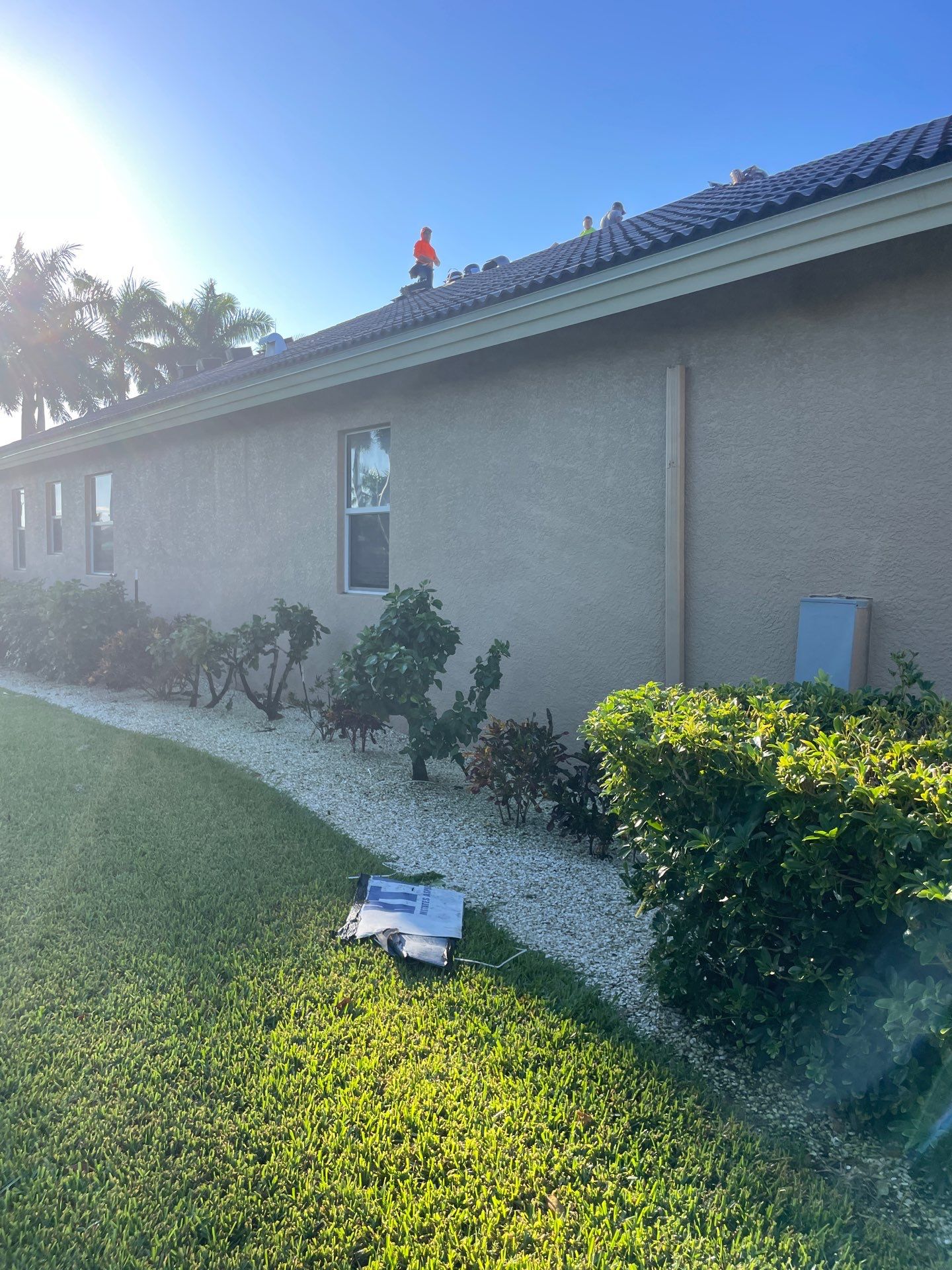 White Vinyl Soffit Installation in Fort Myers FL by Gutter Professors