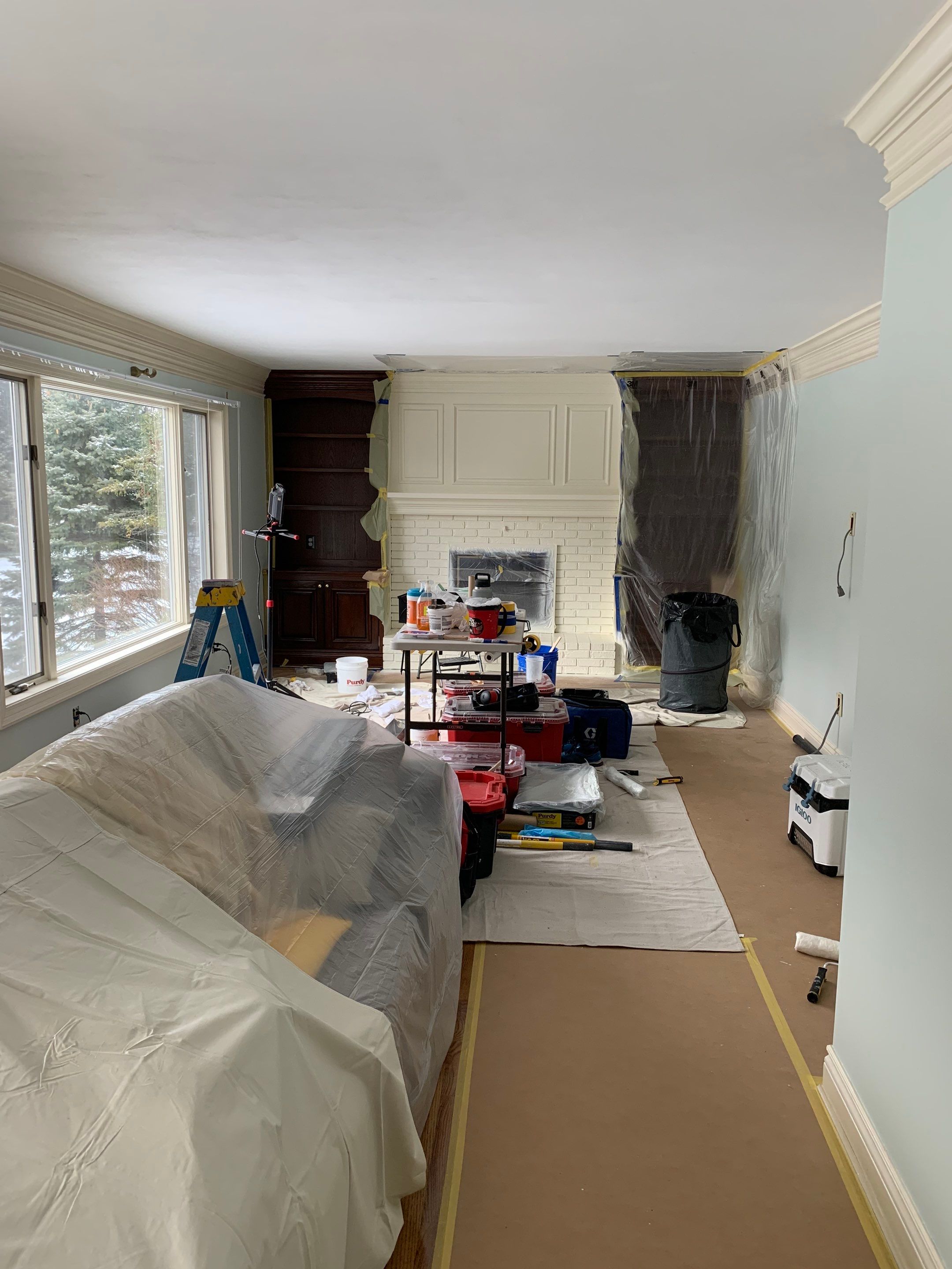 Fireplace/Mantle and Painting Stenciled Walls by Empire Painting Services, LLC