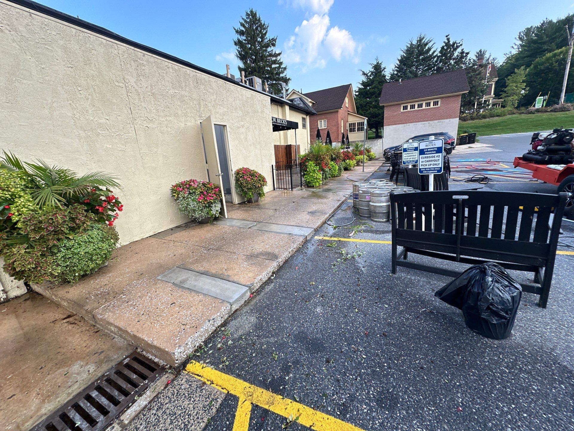 Commercial Exterior Cleaning and Concrete Washing for Sykesville Restaurant by Baltimore Pressure Washers Inc.