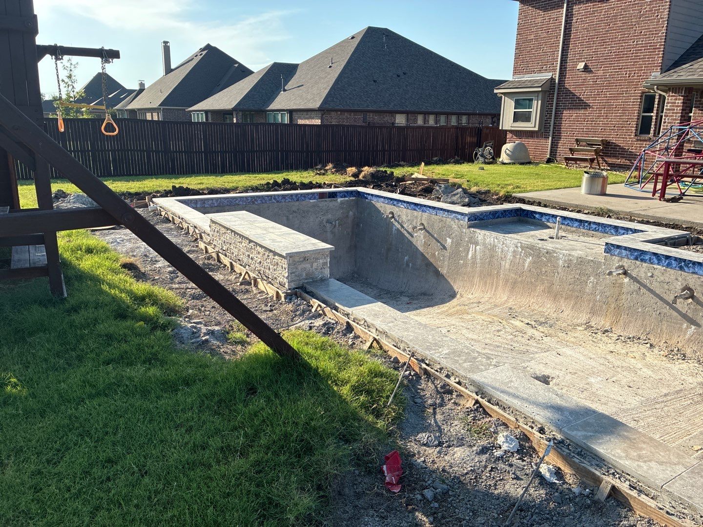 Custom In-Ground Rectangular Pool Installation in Wylie by Hobert Pools