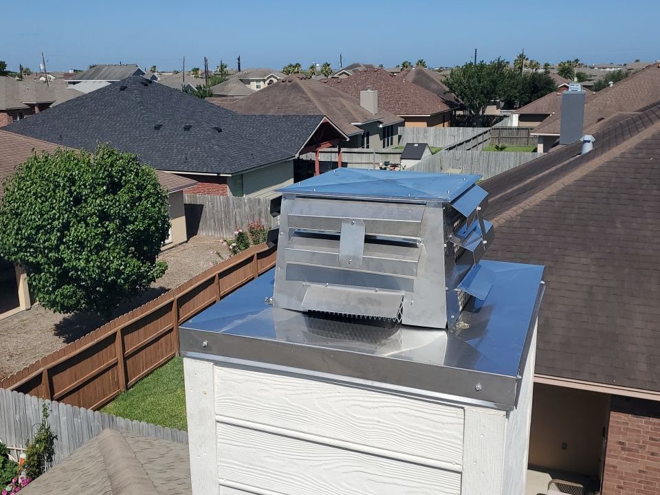 Chimney Cap Replacement using Custom Fabricated Stainless Steel by Lighthouse Roofing