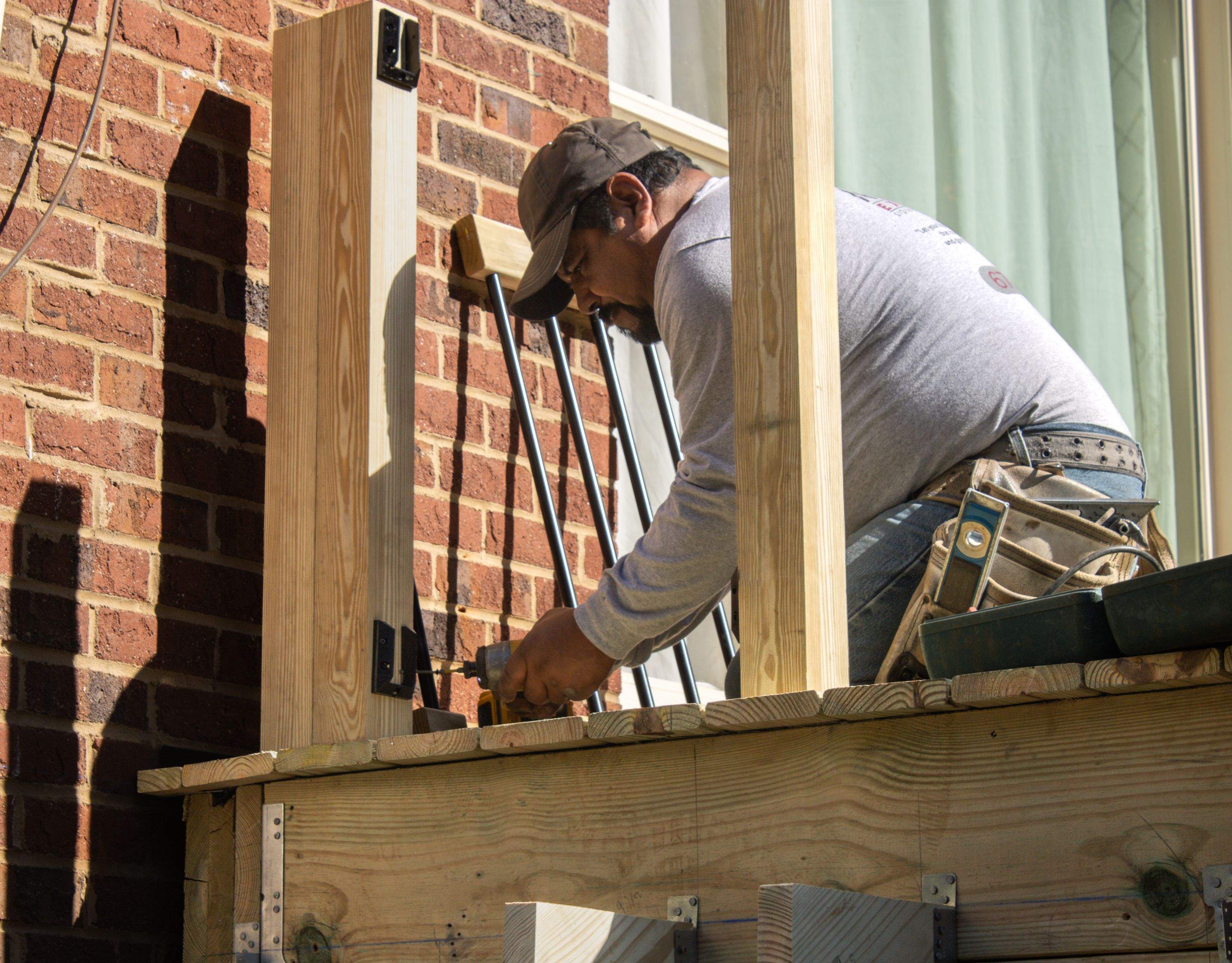 Timbertech LED Light Installation on Wood Deck Build in Marietta, GA by Nelson Exteriors 