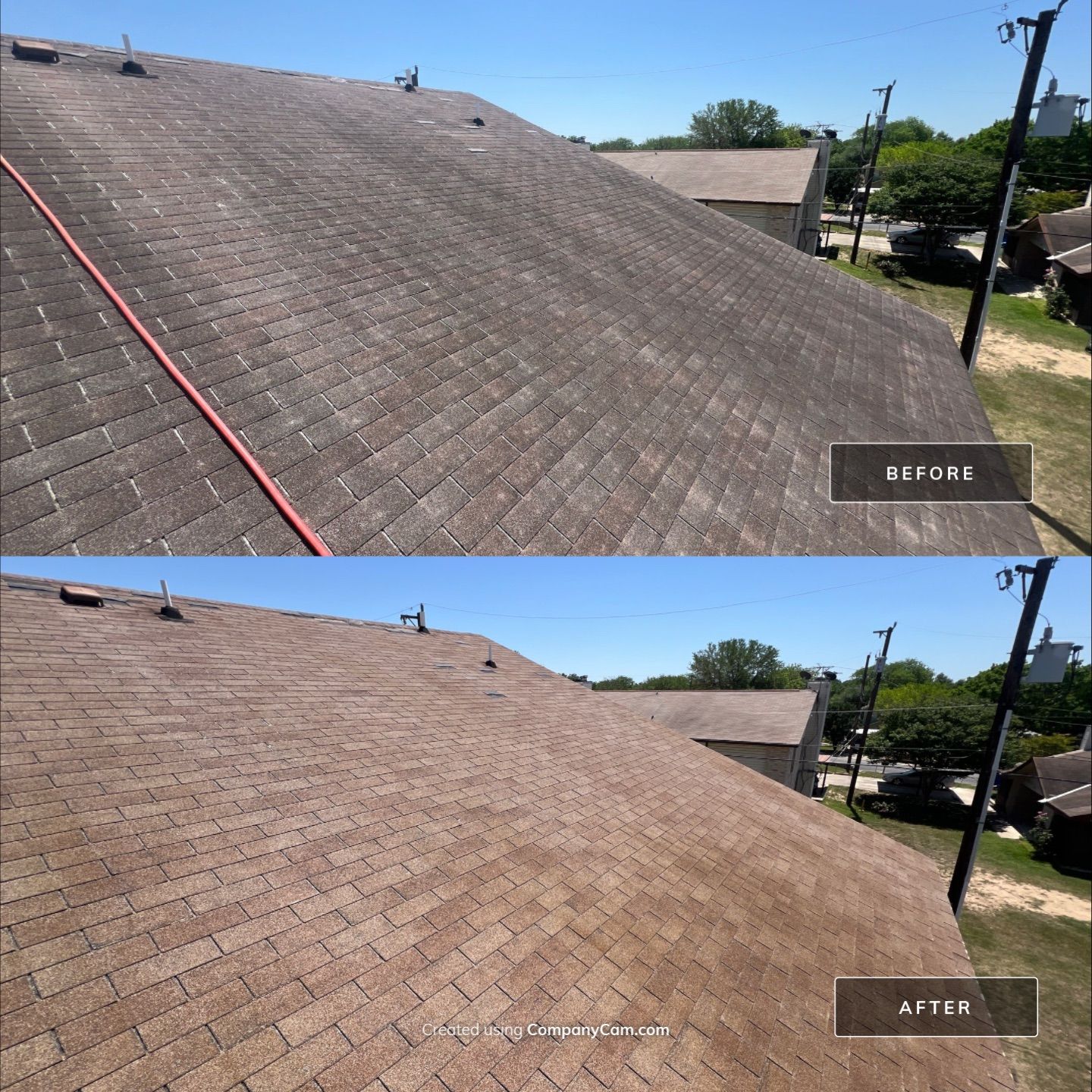 Shingle Roof Washing Project in San Antonio by Bright Choice
