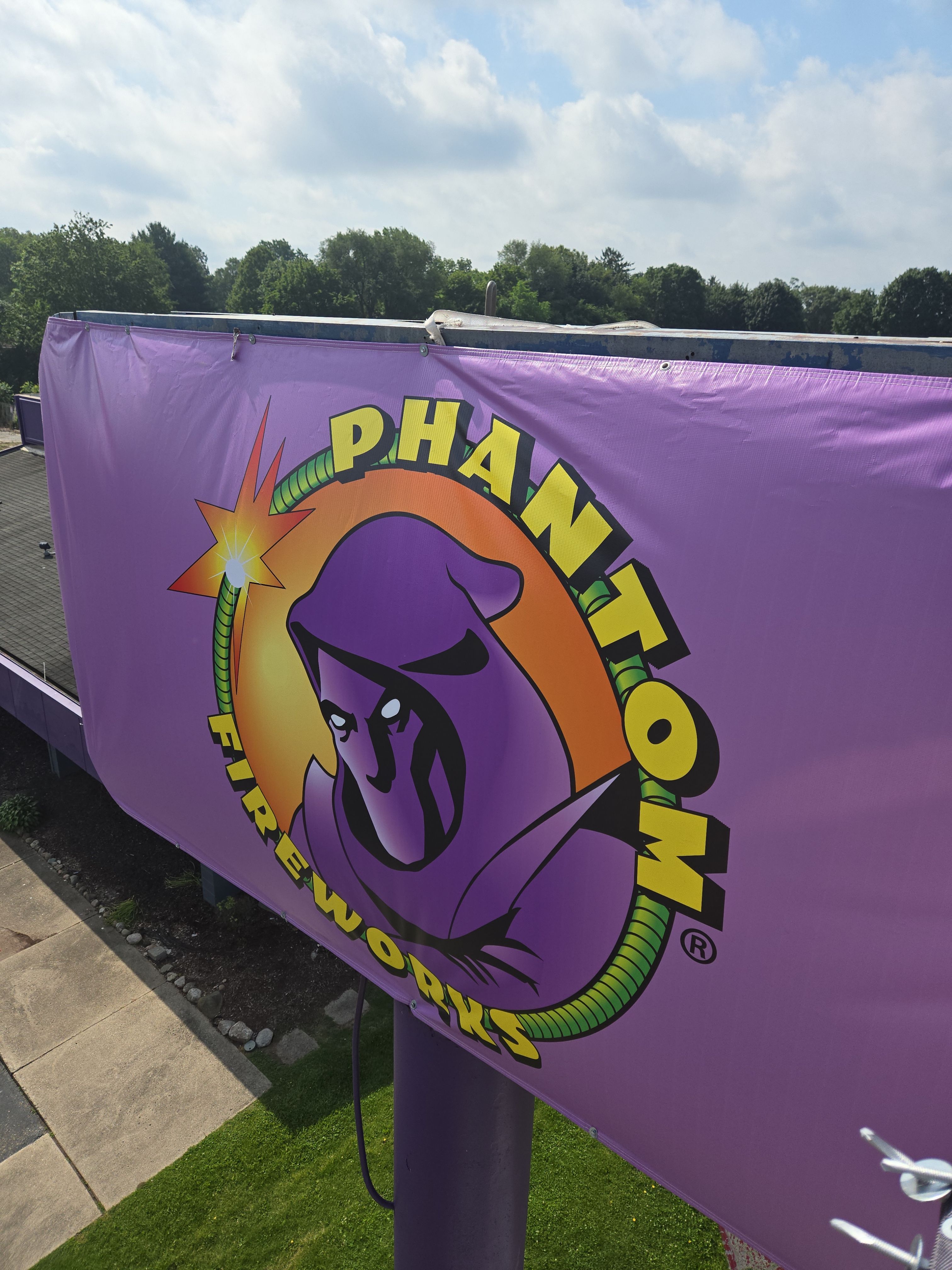 Phantom Fireworks Signage Refurbishment and Face Replacement in South Bend by Hayes Design co