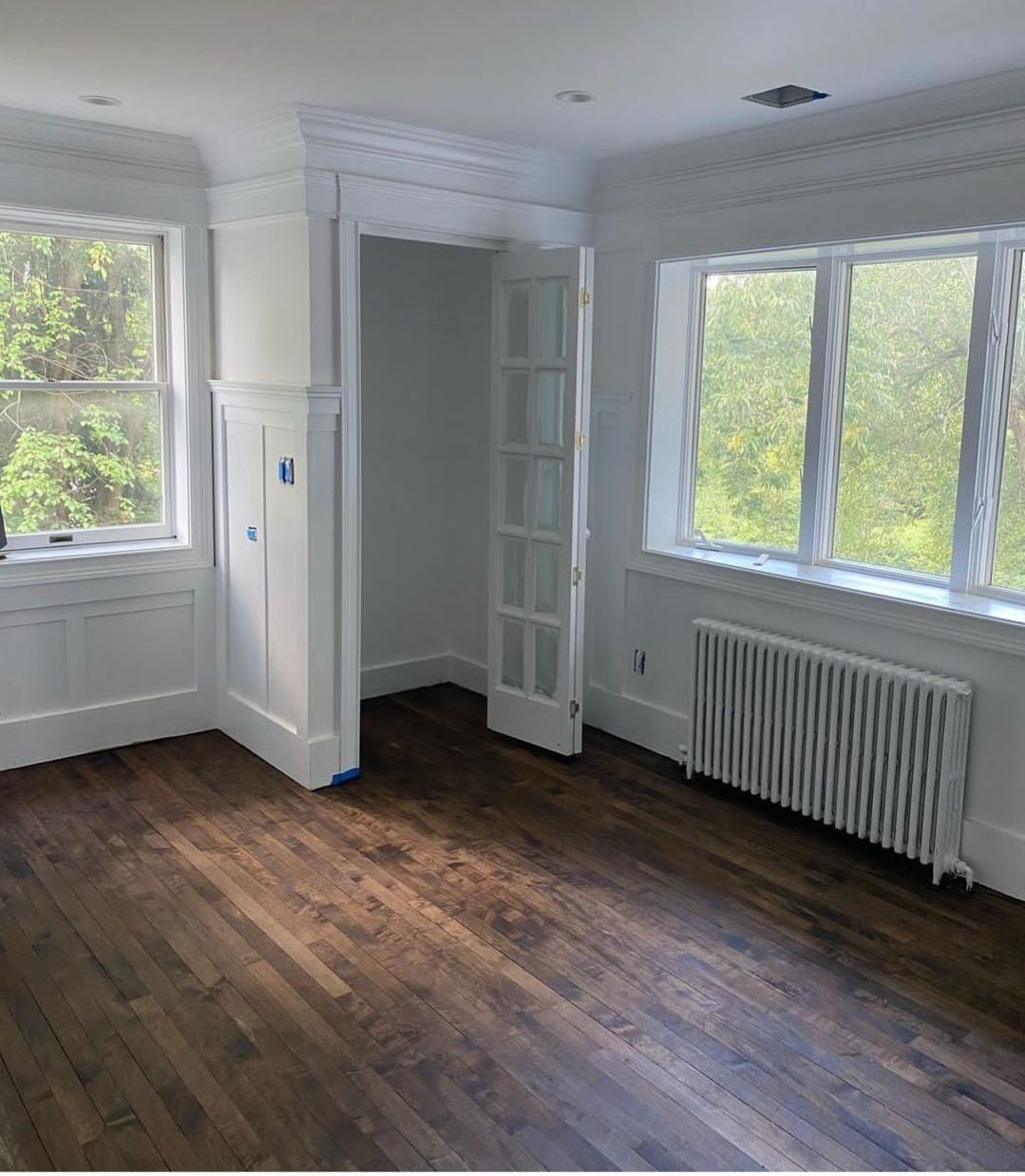 Sand & Refinish Red Oak with Duraseal Jacobean and Bona Mega Satin Finish using Bona Mega Satin by Footprints Floors Morristown