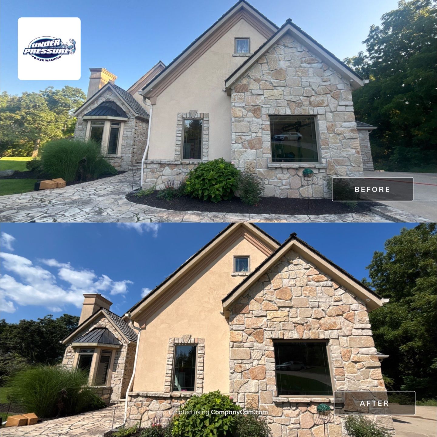 Full Stucco and Stone Exterior Power Washing in Edgerton by Under Pressure Power Washing 