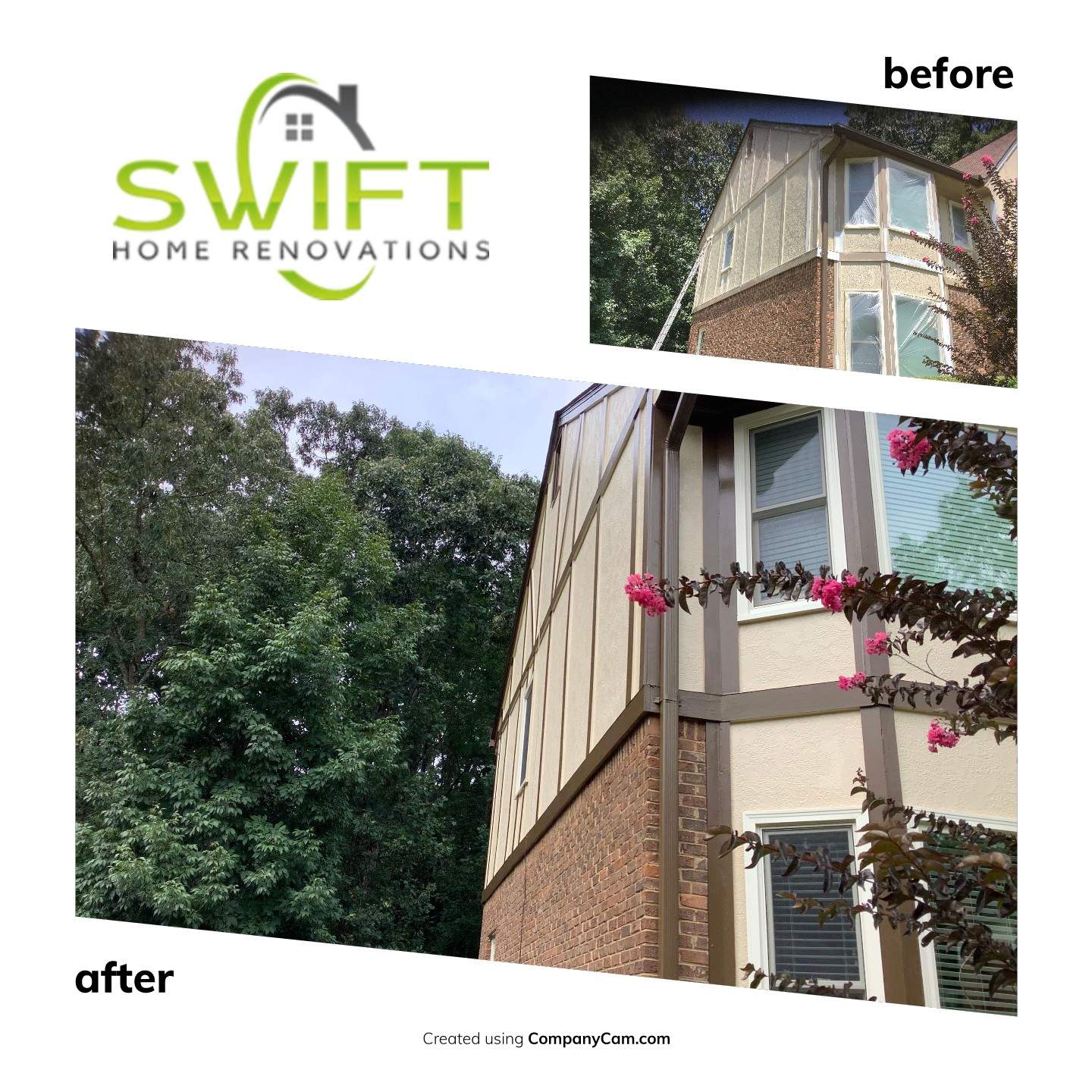 Complete Exterior Painting and Trim Refresh for Roswell Tudor Home by Swift Home Renovations