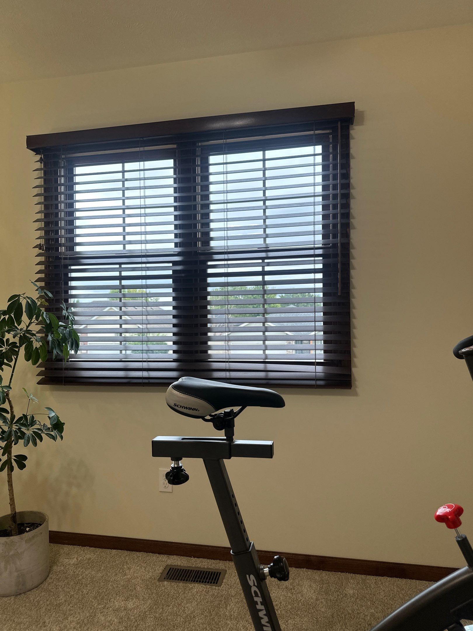 Custom Dark Wood Blind Installation for Lincoln Home Office by CompanyCam Sales Demo