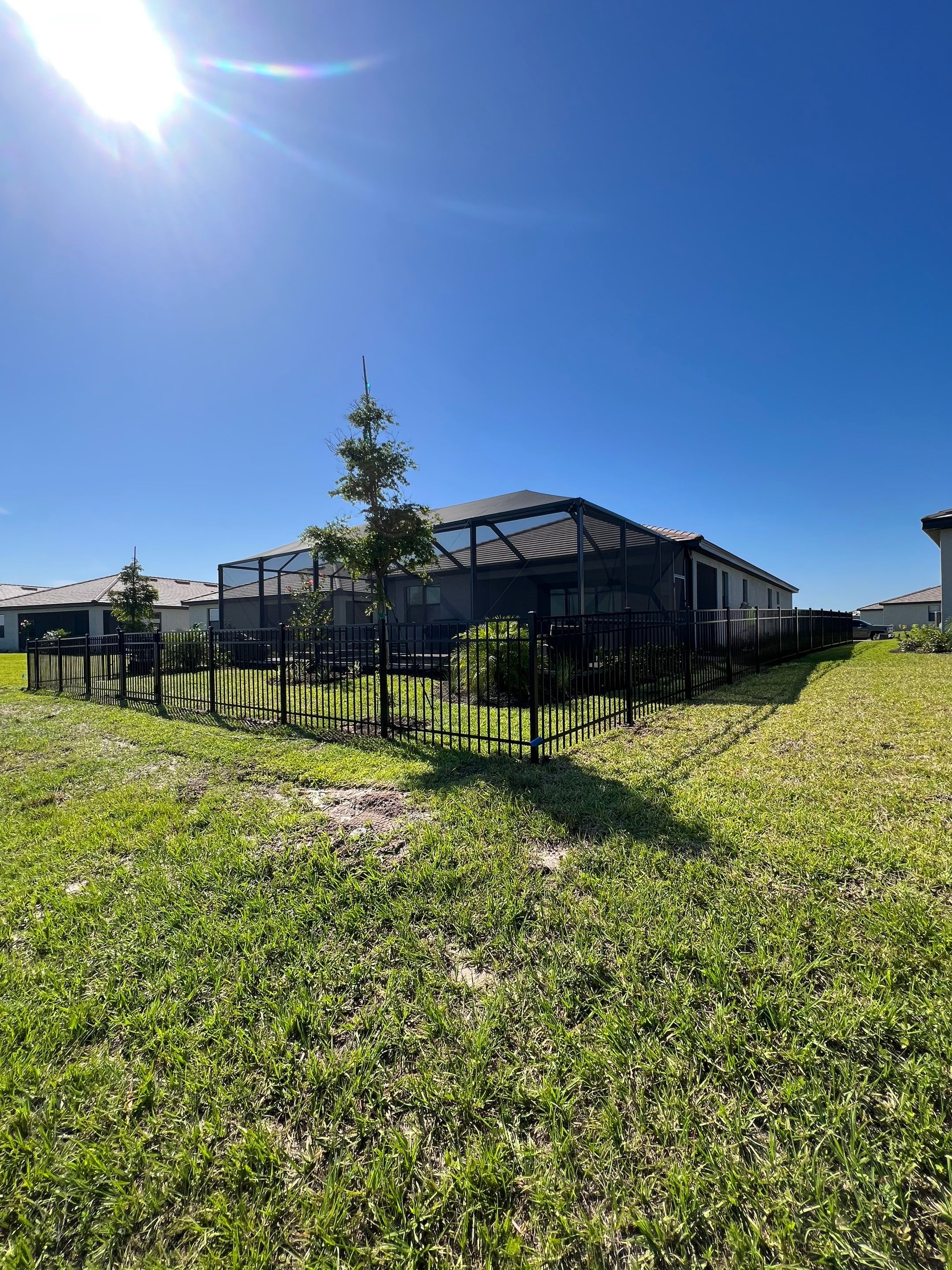 Aluminum Fence Installation using Black 3 Rail Aluminum Fence by Asap fence and gates, LLC