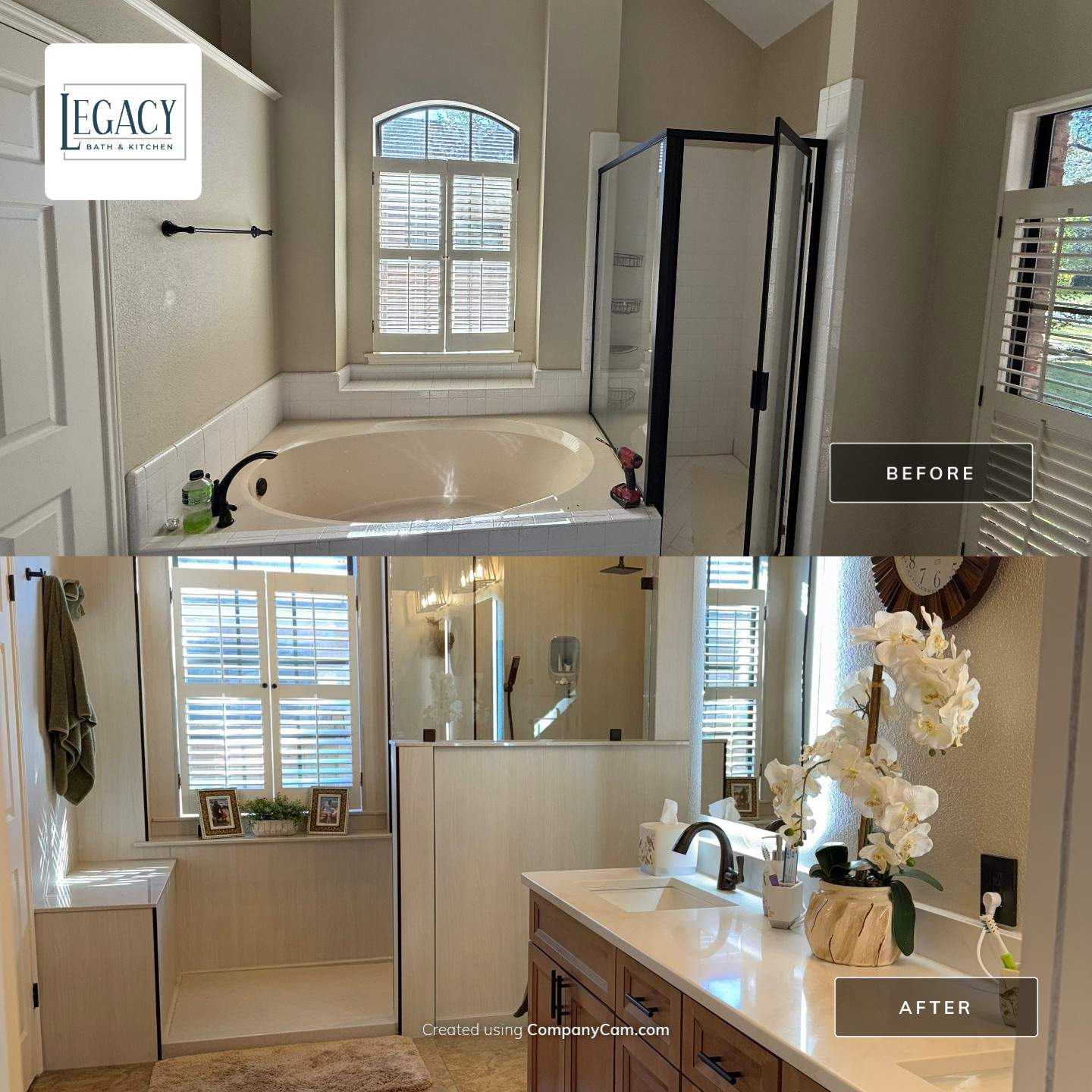 Hunter’s Creek Master Bathroom Remodel with Large Walk-In Shower by Legacy Bath and Kitchen