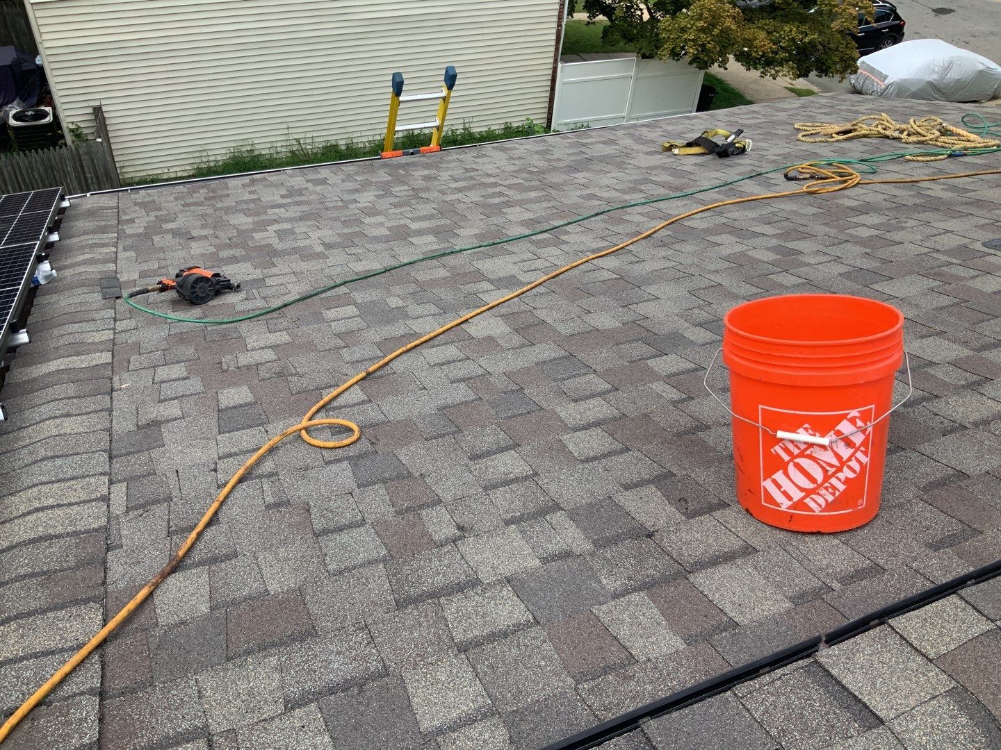Residential Roofing Installation using Landmark Shingles Color Weatherwood by Alpha Design Services