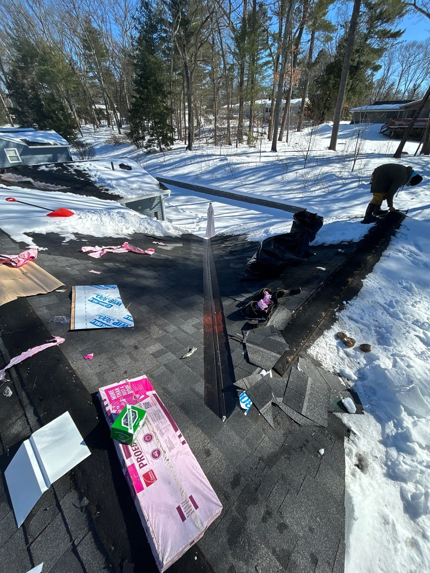 Ridge Cap Replacement & Black Metal Valley Installation in Chelmsford, MA by Mighty Dog Roofing of Greater Middlesex County