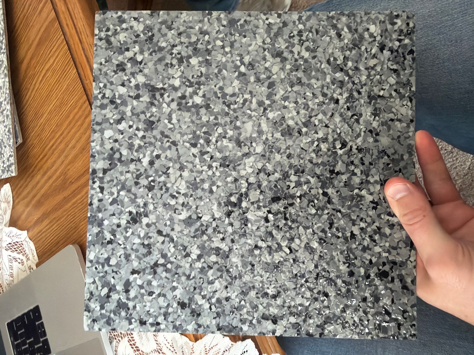 Nightfall Decorative Chip Garage Floor Coating in Luverne, Minnesota by Select Painting, Coatings & Garage Cabinets