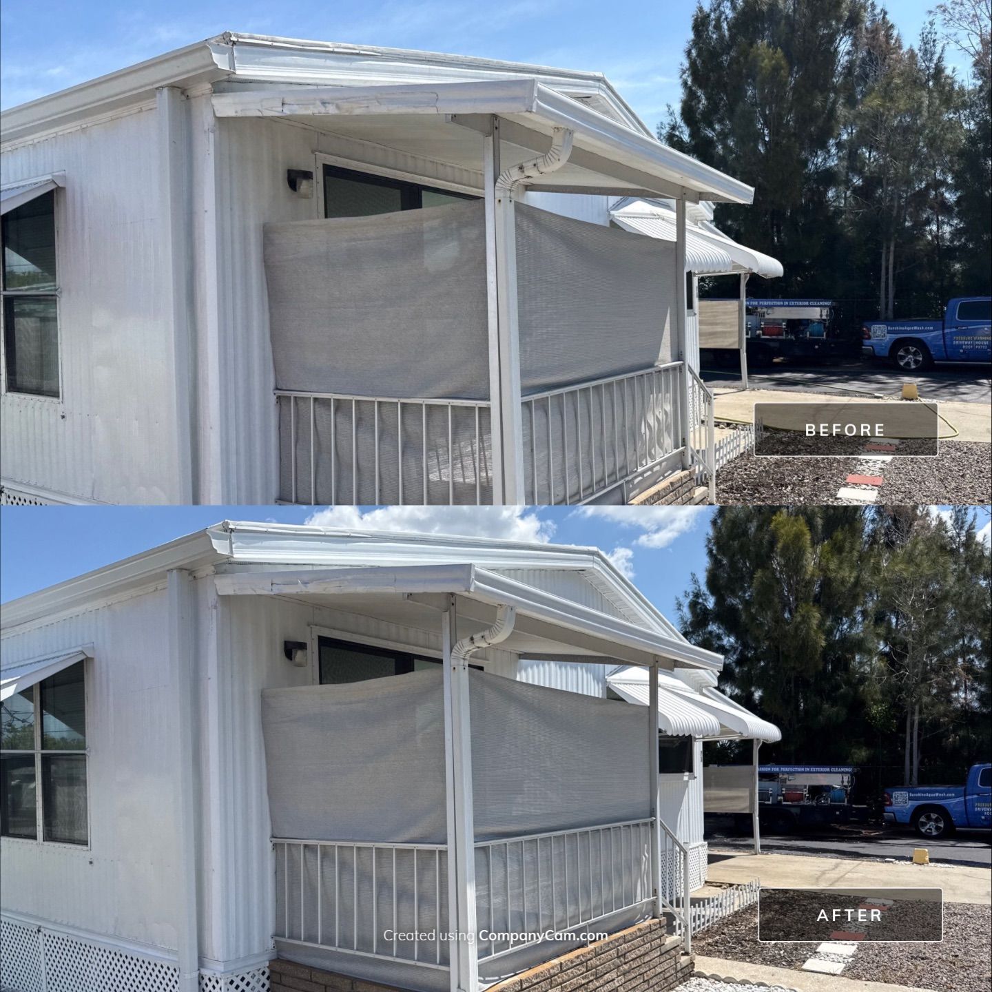 Mobile Home Soft Wash & TPO Roof Cleaning in Plaza Estates – Bradenton, FL by Sunshine AquaWash