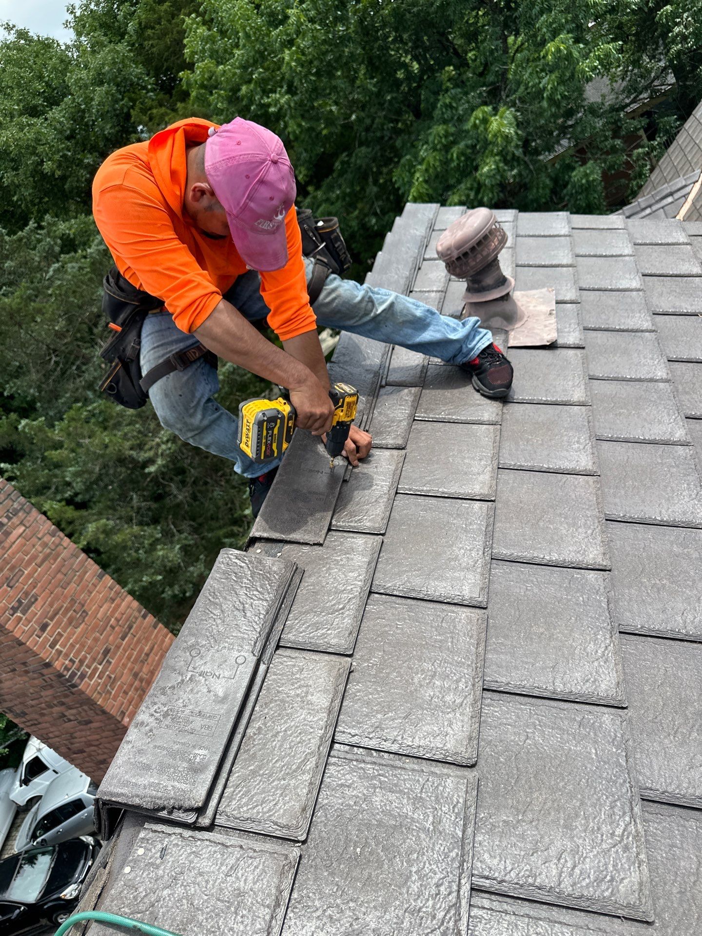Residential Roofing Installation Using Enviroshake Synthetic Slate by Undersun Roofing 