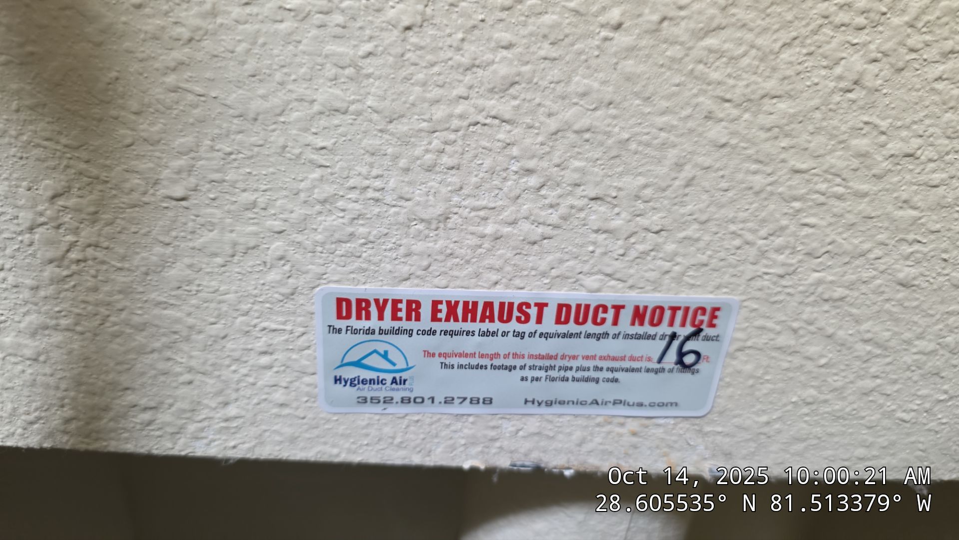 Dryer Vent Cleaning in Ocoee by Hygienic Air, Inc