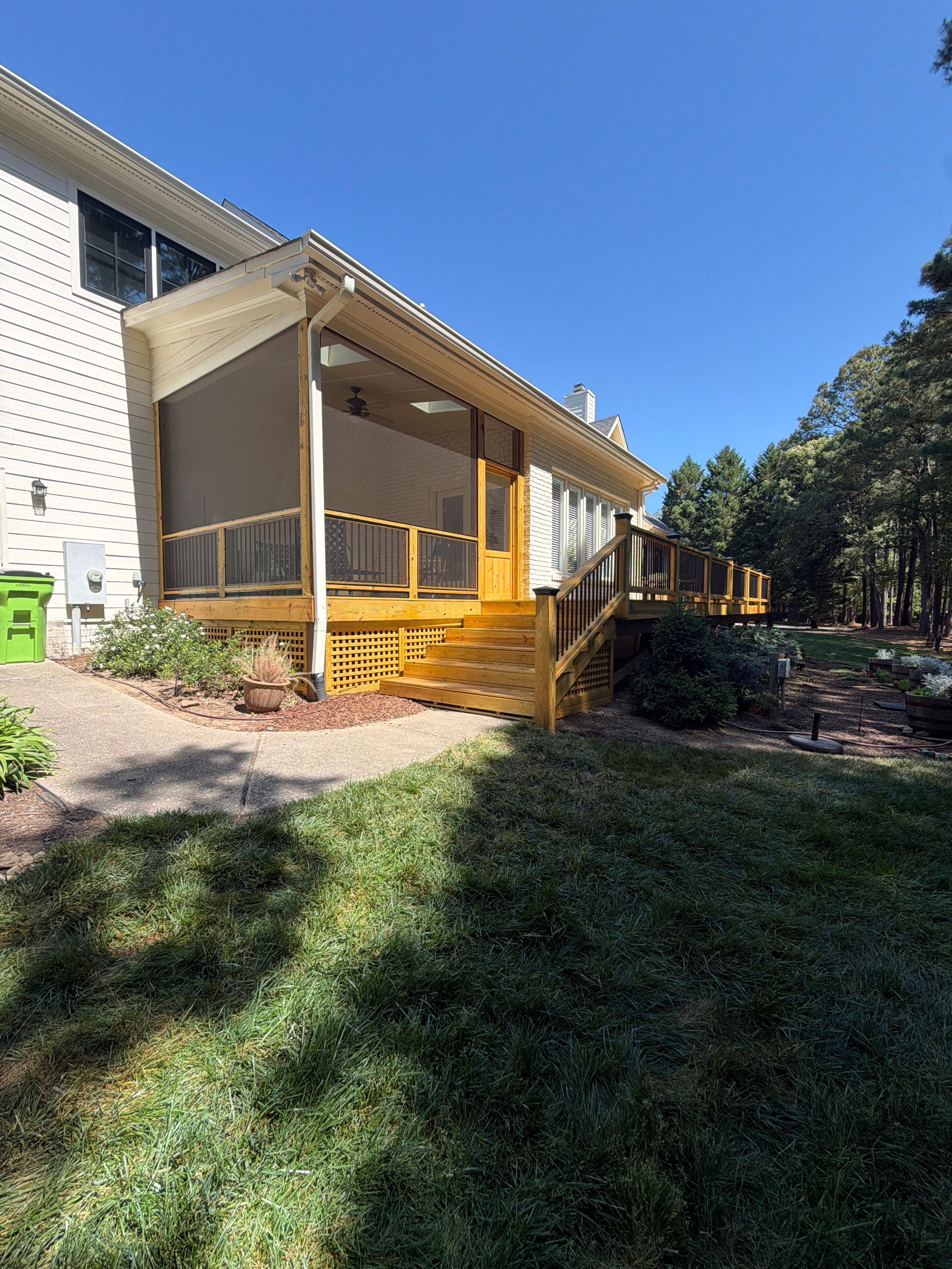 Deck Stain, Round Balusters & Screened Porch Transformation by Billy Weatherspoon Contractor