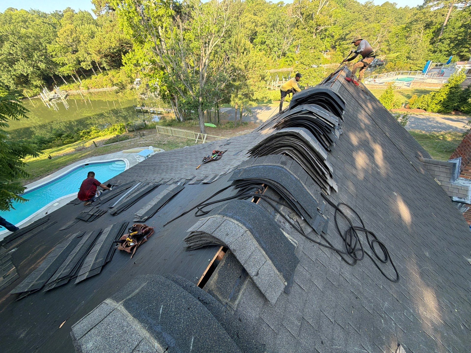Complete Asphalt Shingle Roof Replacement and Sheathing Repair in Deltaville by Cade Construction
