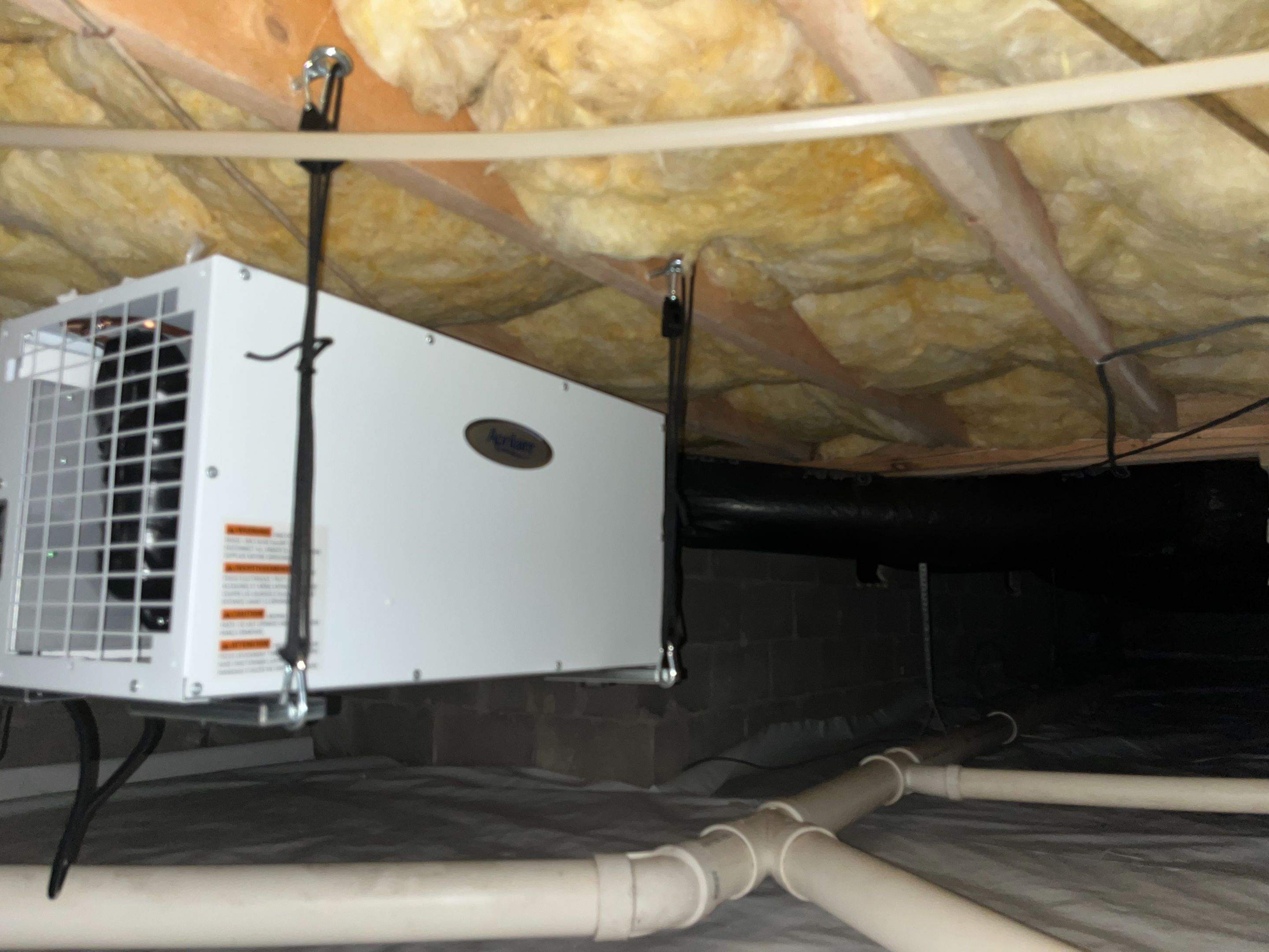 Dehumidifier and Moisture Barrier Install using 14Mil Moisture Barrier by Impact Crawlspace