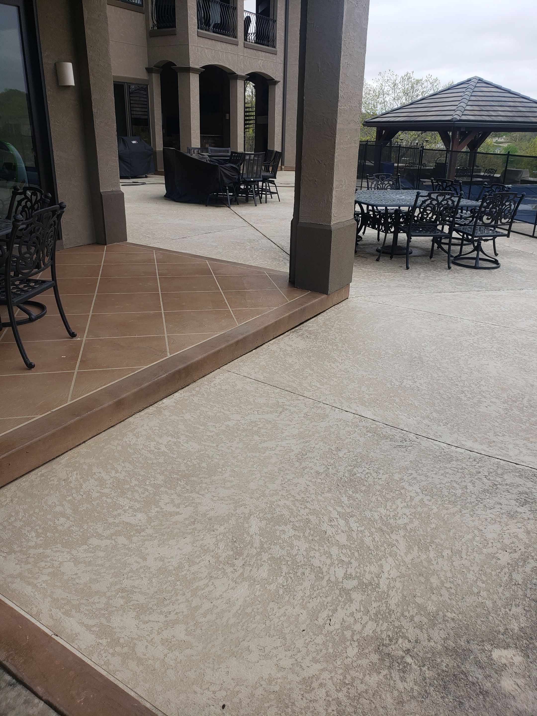 Lake Lotawana -- Front Walkway and Back Patio Tuscan Overlay by Big Red Decorative Concrete, LLC