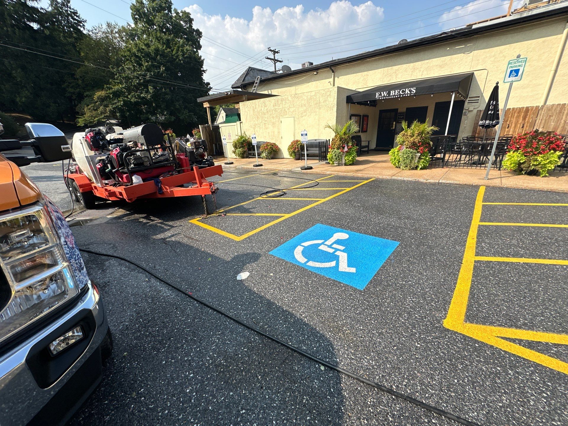 Commercial Exterior Cleaning and Concrete Washing for Sykesville Restaurant by Baltimore Pressure Washers Inc.