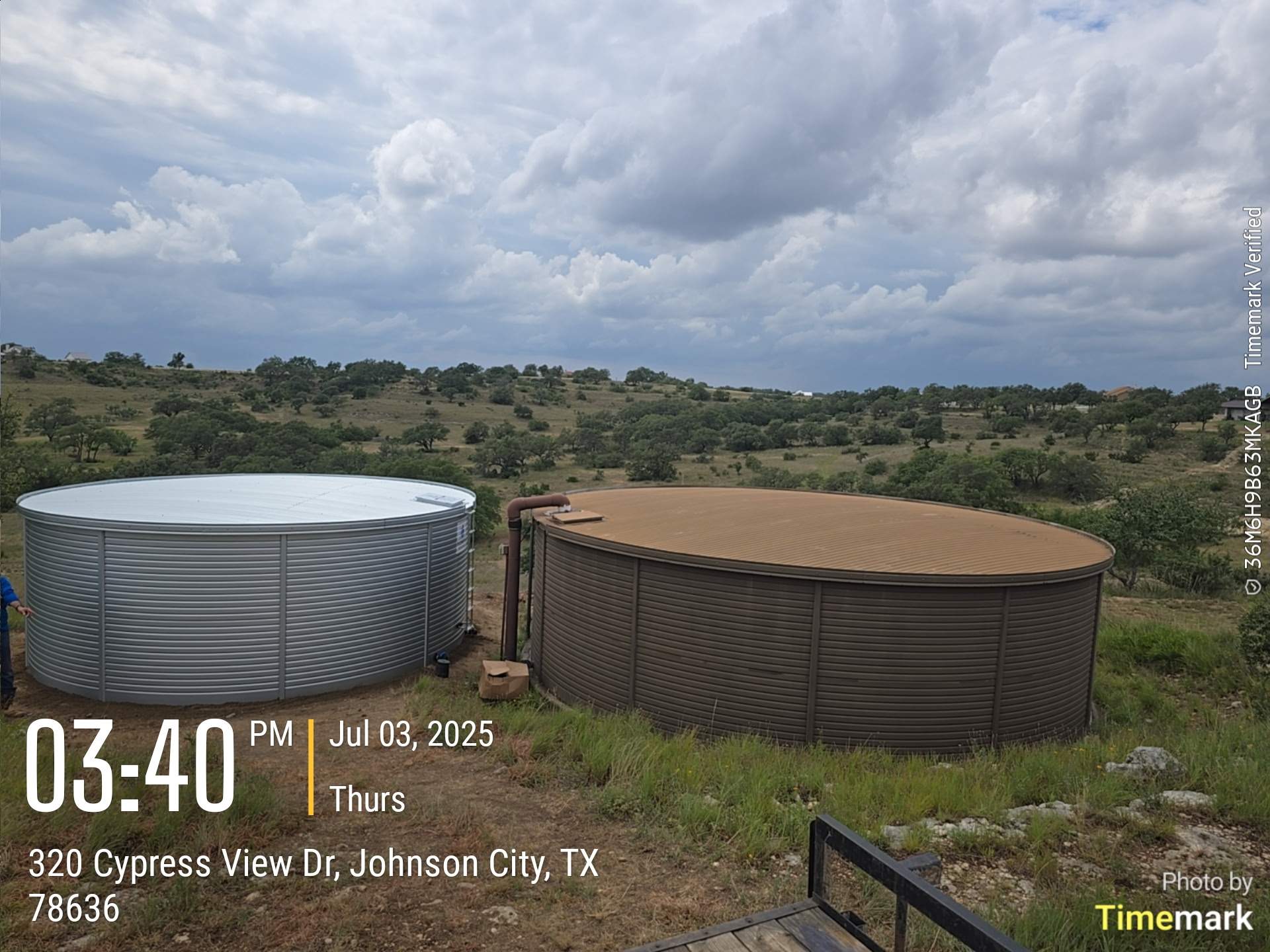 One 29,000gal and one 16,000gal tank by Cqure Water