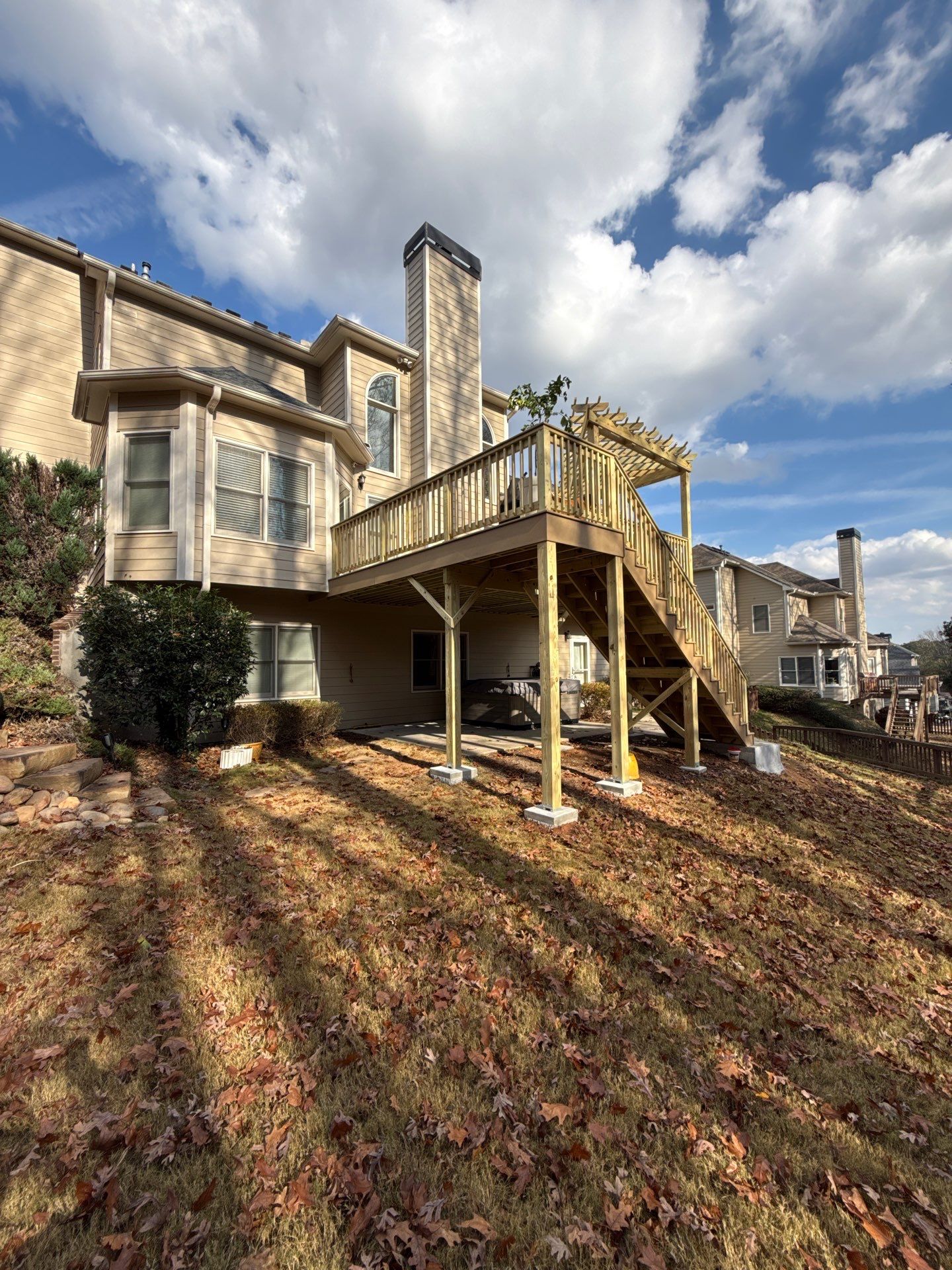 Multi-Level Deck Replacement With Custom Pergola In Woodstock by Swift Home Renovations 