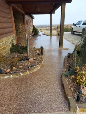 Patio Coating Installation with Chestnut