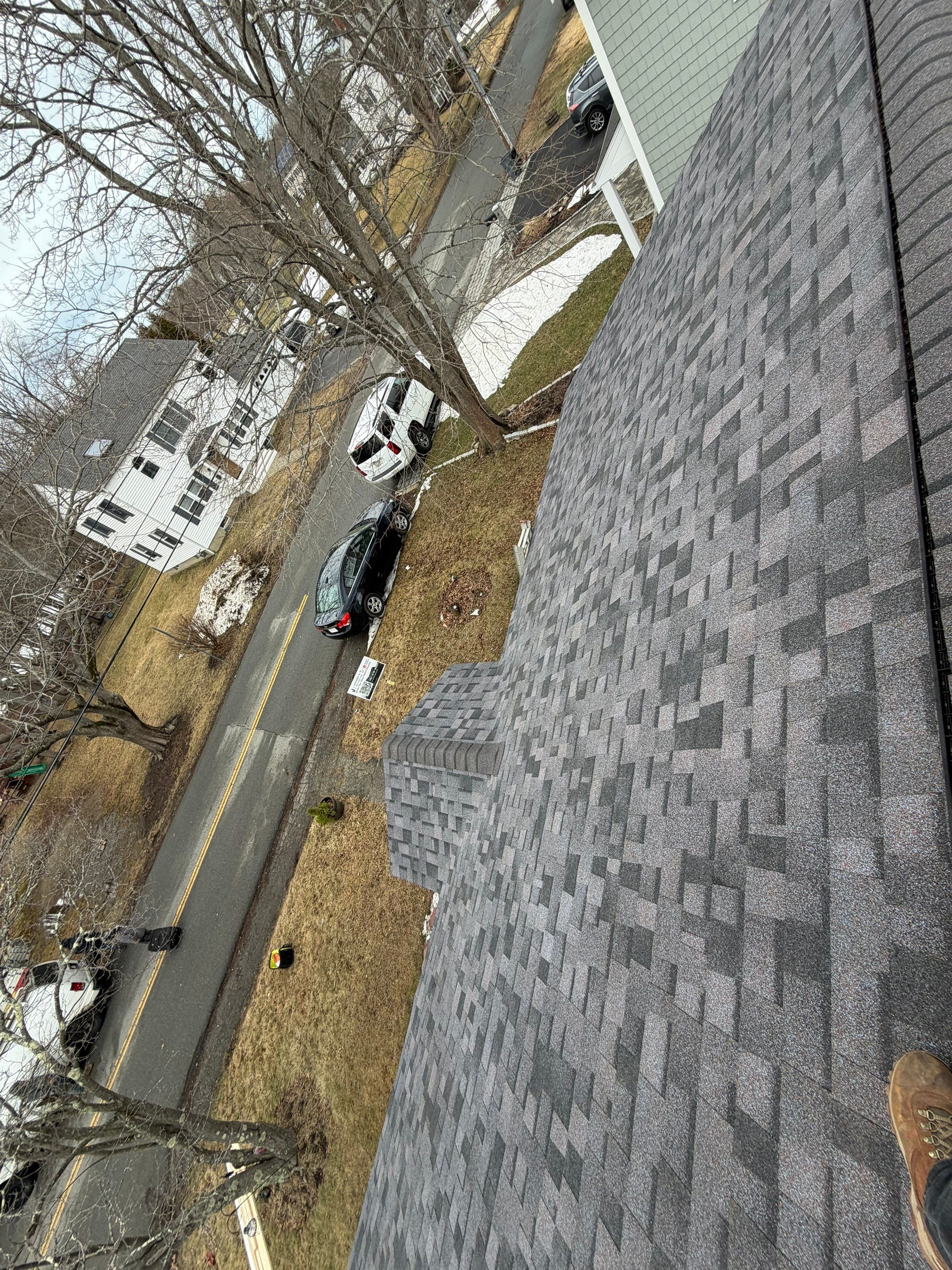 Skylight Removal & Full Roof Replacement in Salisbury, MA – Owens Corning Duration Designer, Midnight Plum by JOHNNYS PRO
