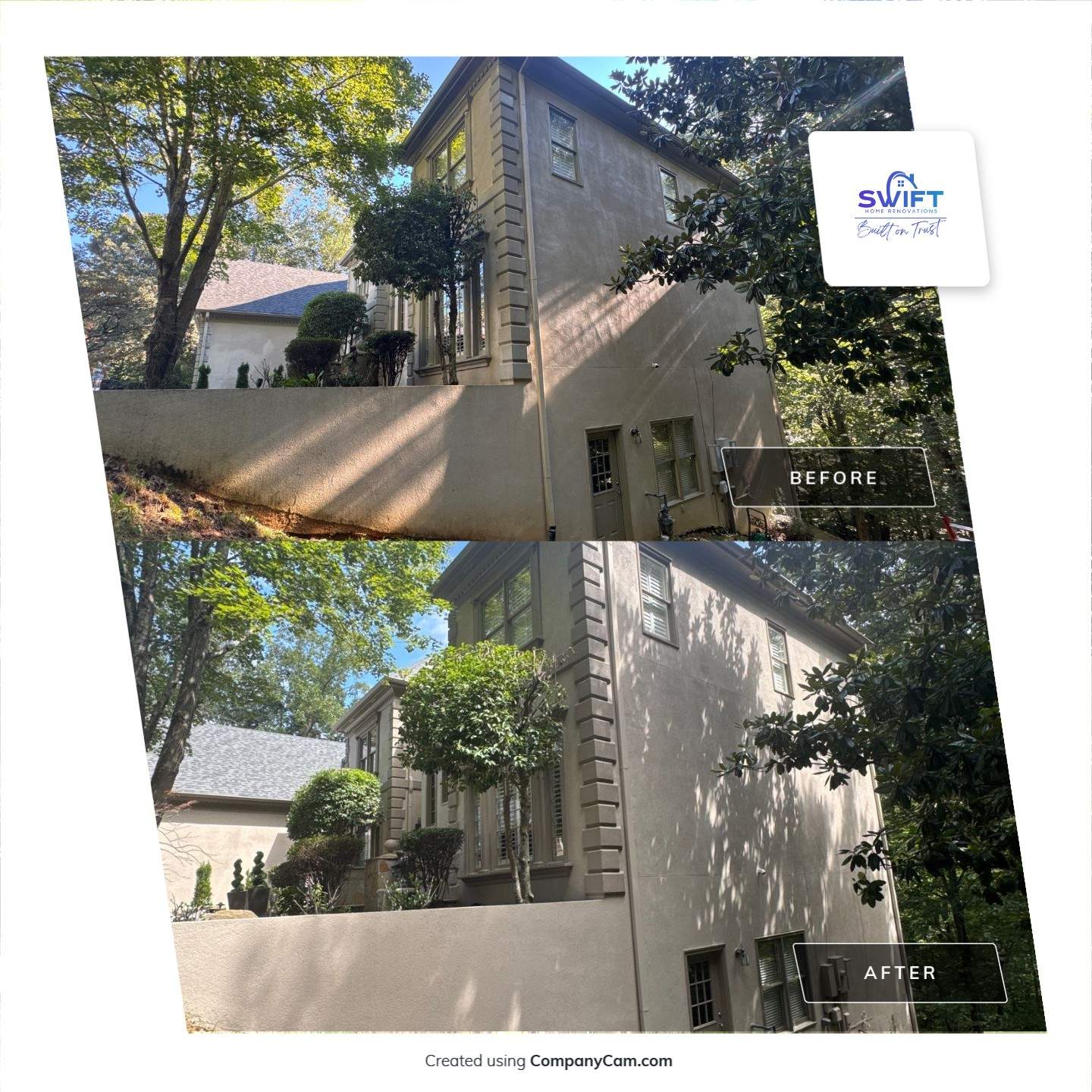 Full Exterior Stucco Painting and Restoration in Roswell Georgia by Swift Home Renovations