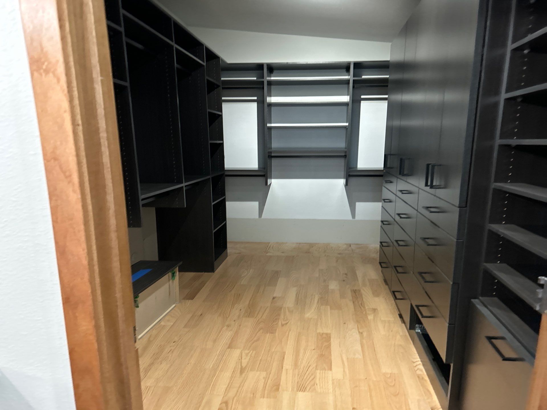 Black Riftwood Primary Closet in Centennial by Concept 32, Inc.