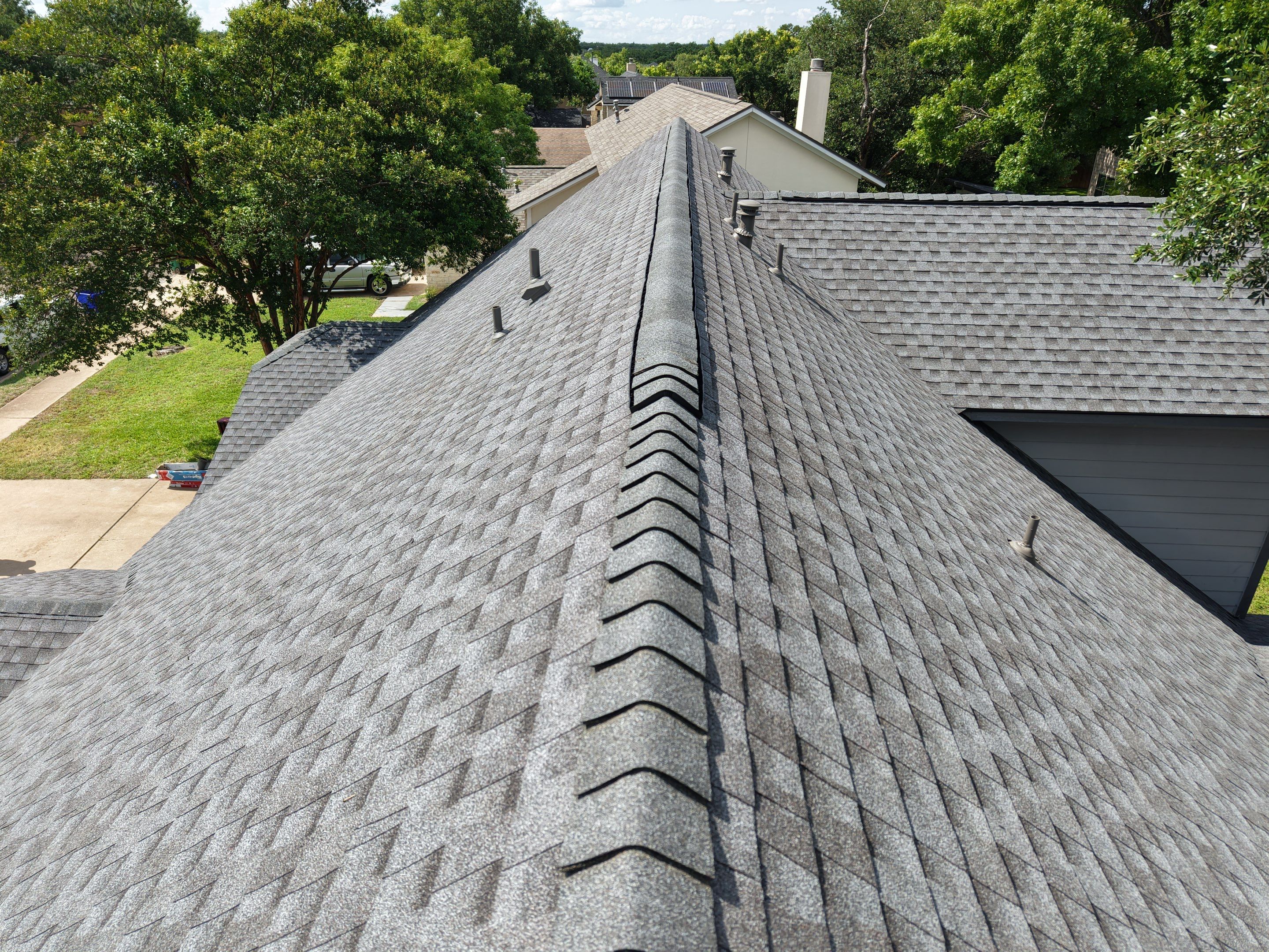 Real Estate Listing: Roof Replacement using GAF - HDZ - Pewter Gray by Action Exteriors Austin