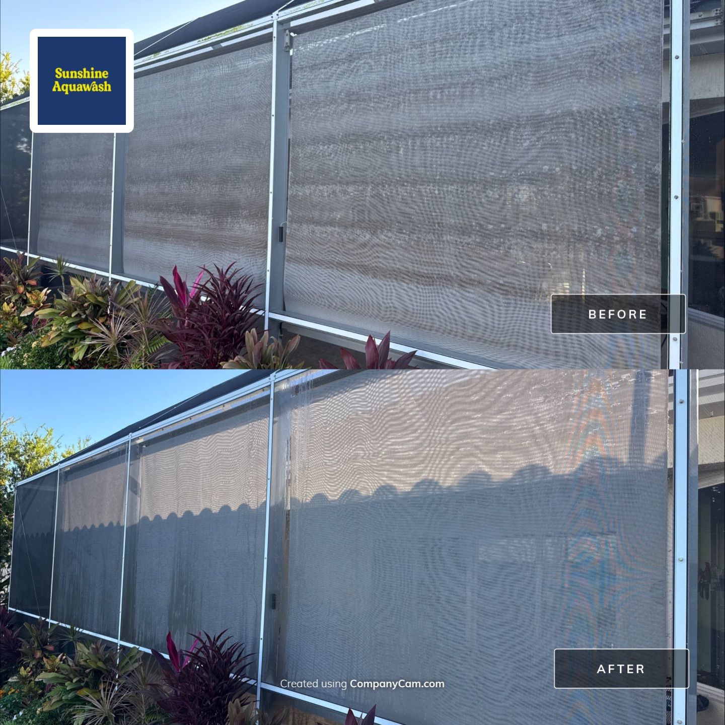 University Park Lanai Transformation | Screen Enclosure & Shade Cleaning by Sunshine AquaWash