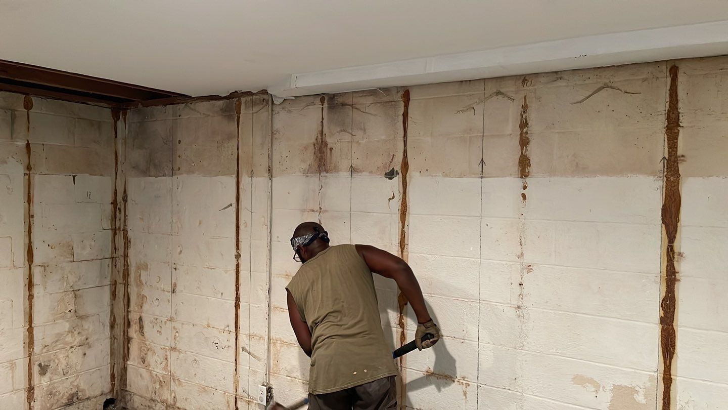 Embedded Fiber Reinforcement and Basement Waterproofing using GrateDrain Waterproofing System by Toledo Basement Repair