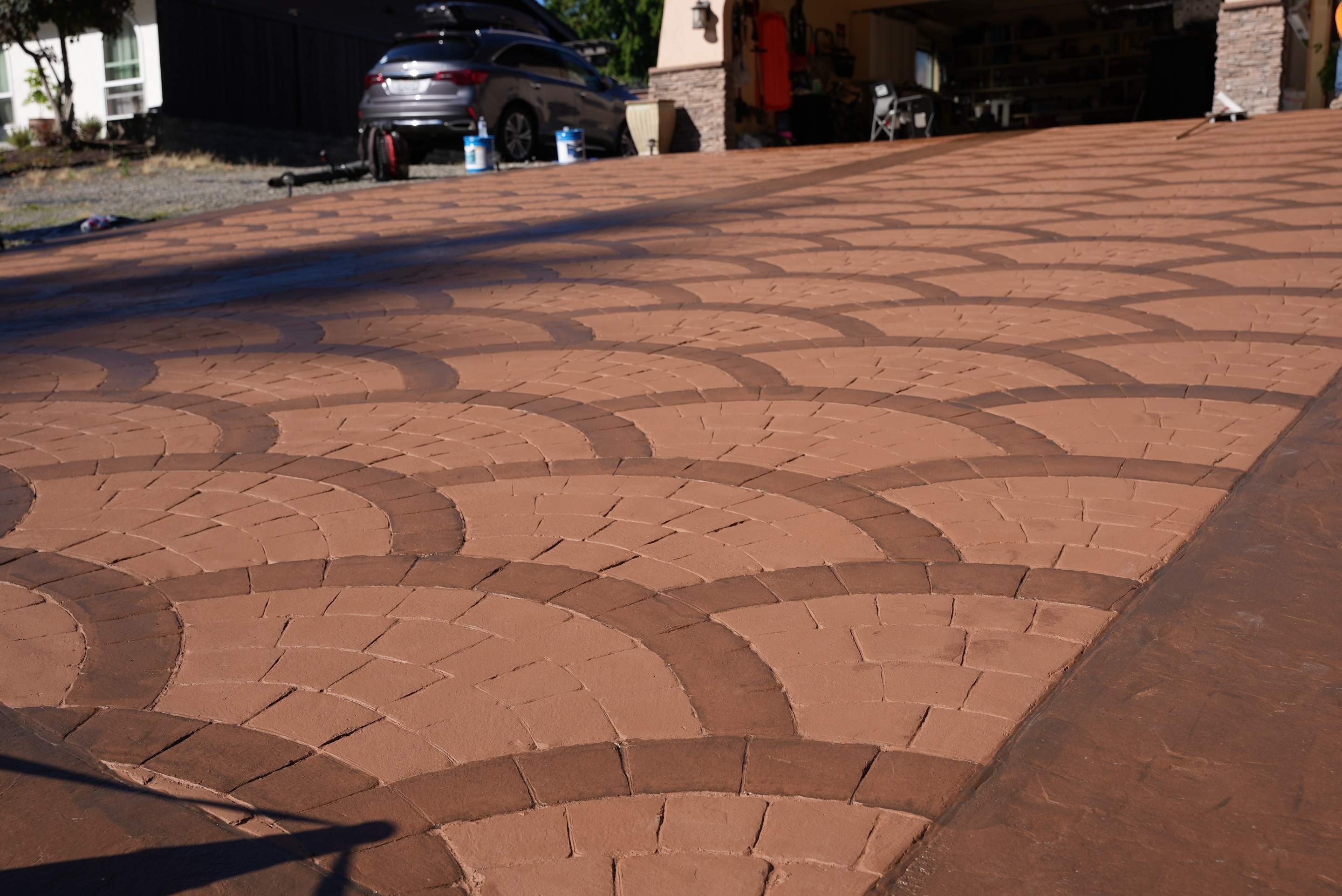 Mehta | Tiled Driveway with Sealer & Retaining Wall  by Jireh Asphalt & Concrete Inc 