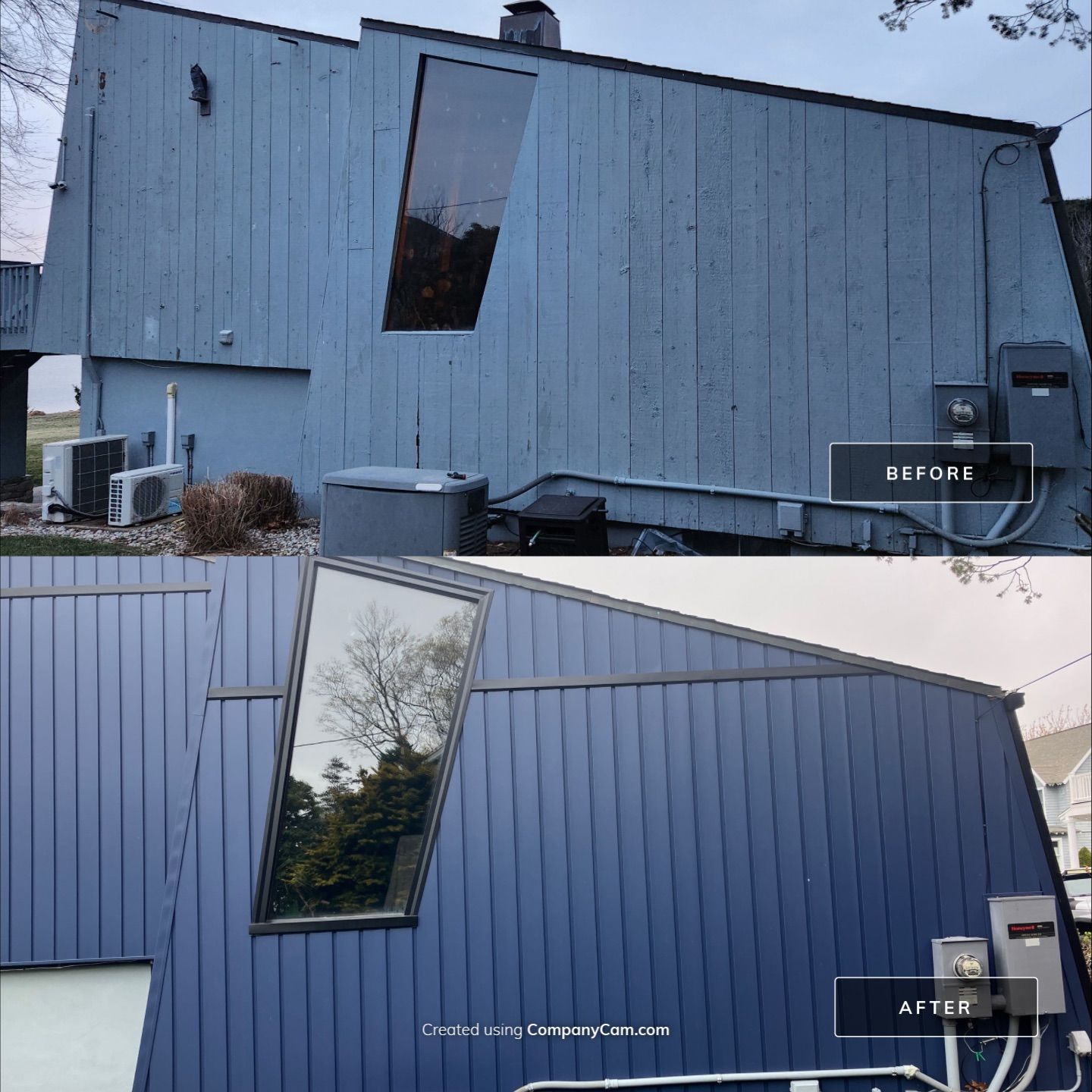 Siding Renewal with Cert S/7 Reverse Board & Batten, Midnight Blue by DiGiorgi Roofing and Siding Inc