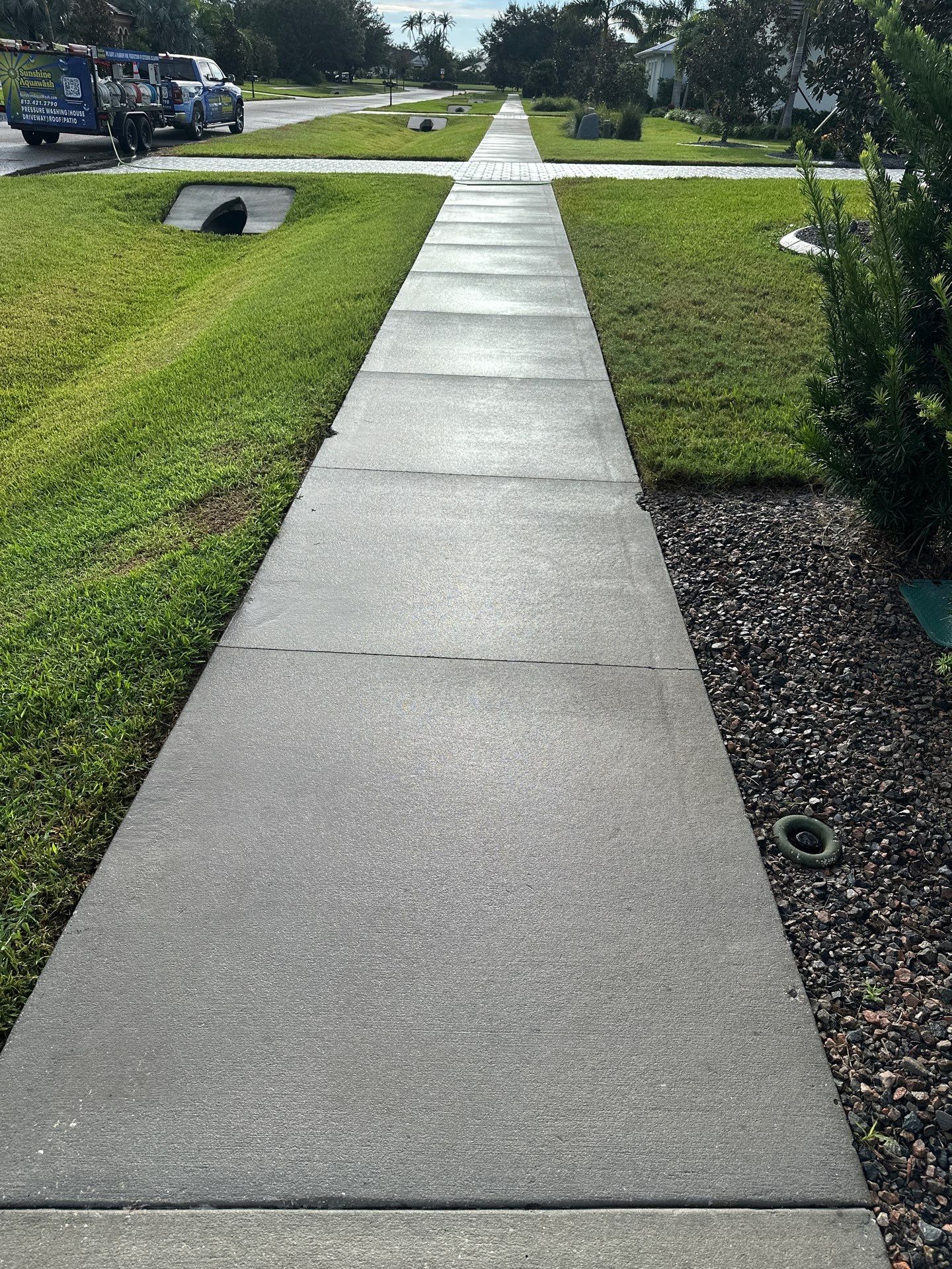 Paver Driveway, Sidewalk, and Culvert Cleaning in Winding River Community, Bradenton, FL by Sunshine AquaWash