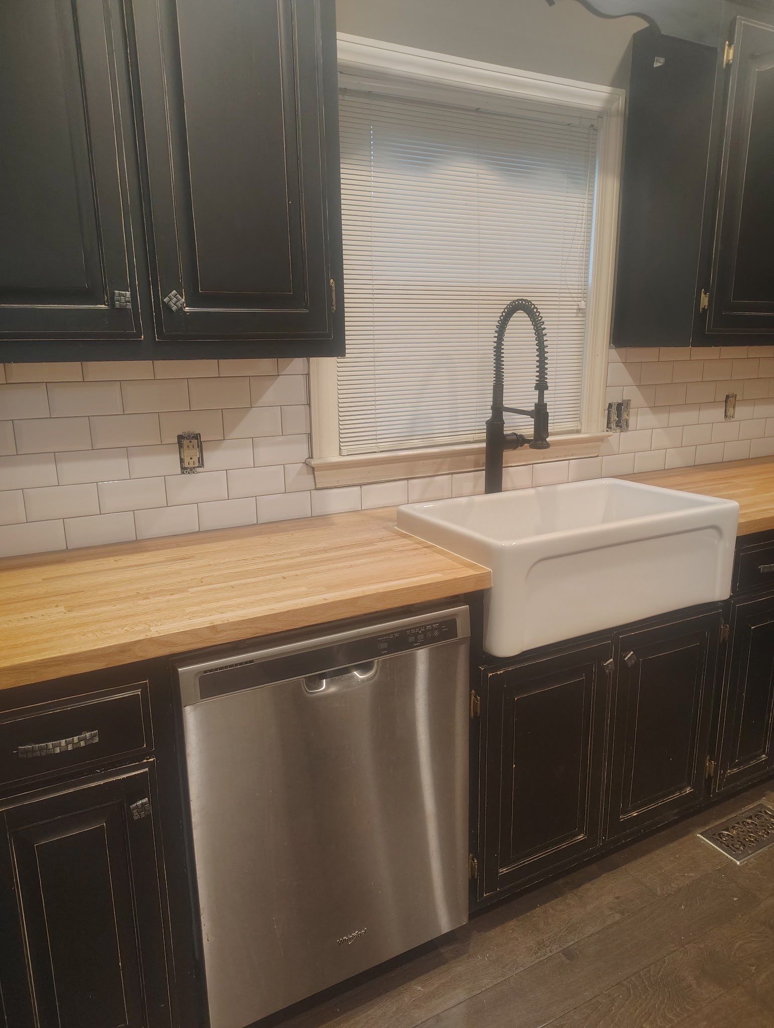 Subway tile backsplash  by Footprints Floors of Nashville