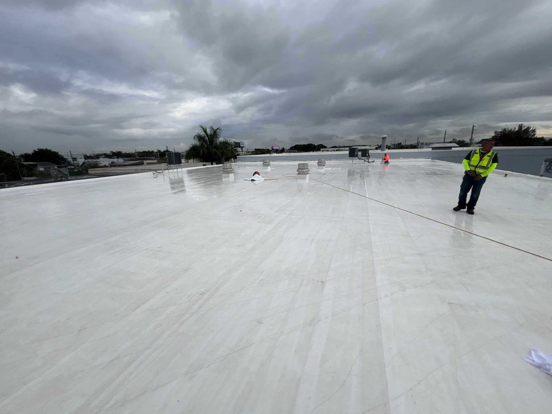 Commercial TPO Flat Roof Installation for Doral Industrial Building by AJF ROOFING INC