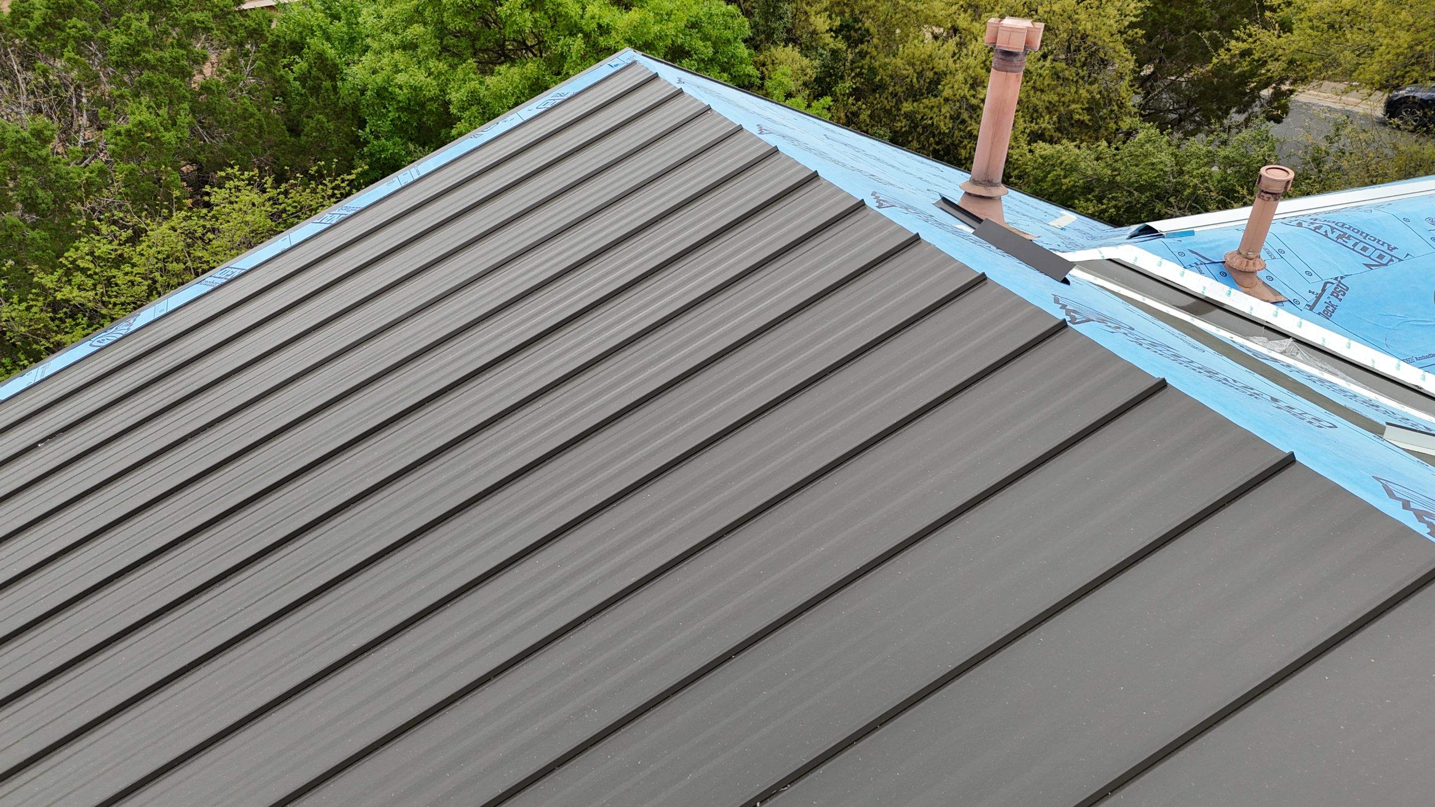 Dark Bronze - L&A Standing Seam with Striations by RoofsOnly.com