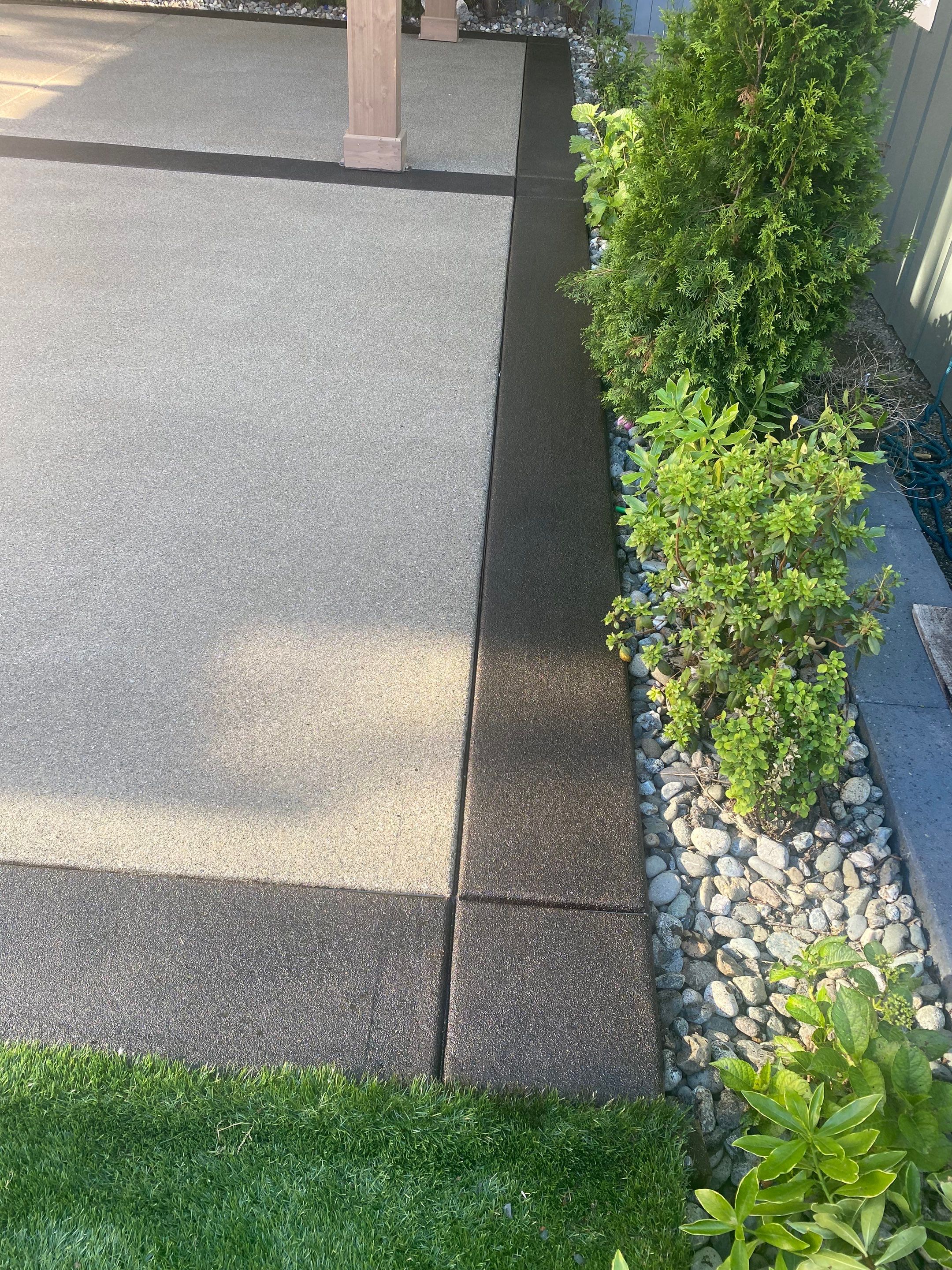 Patio Installation using Concrete, Retaining walls, and Turf install by Jireh Asphalt & Concrete Inc 