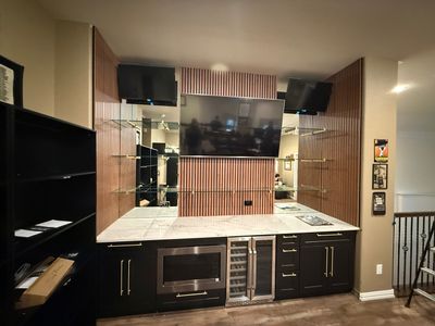 Mirrors and Shelving in Bar Area 