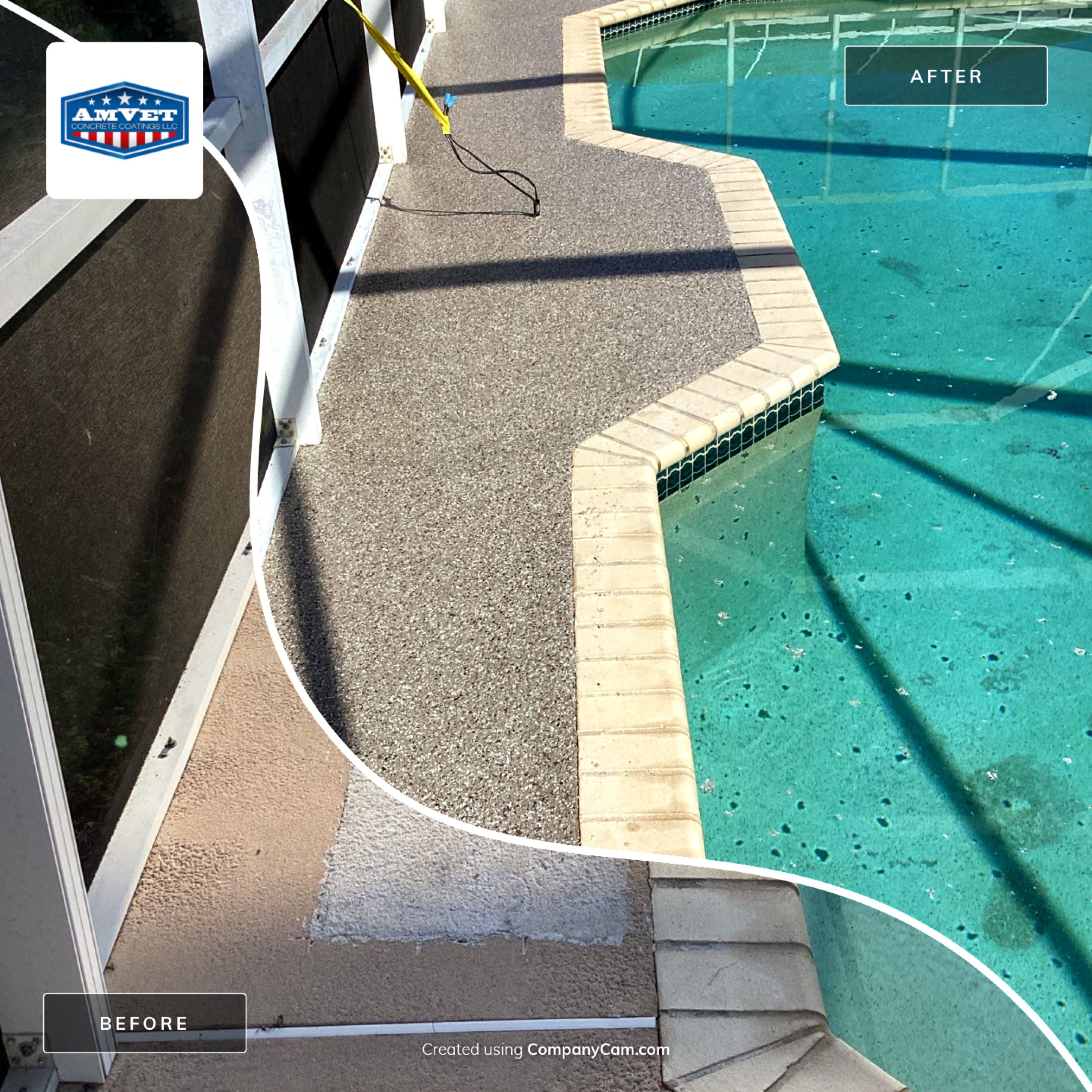 Patio using Pebble Beach by Amvet concrete coatings llc