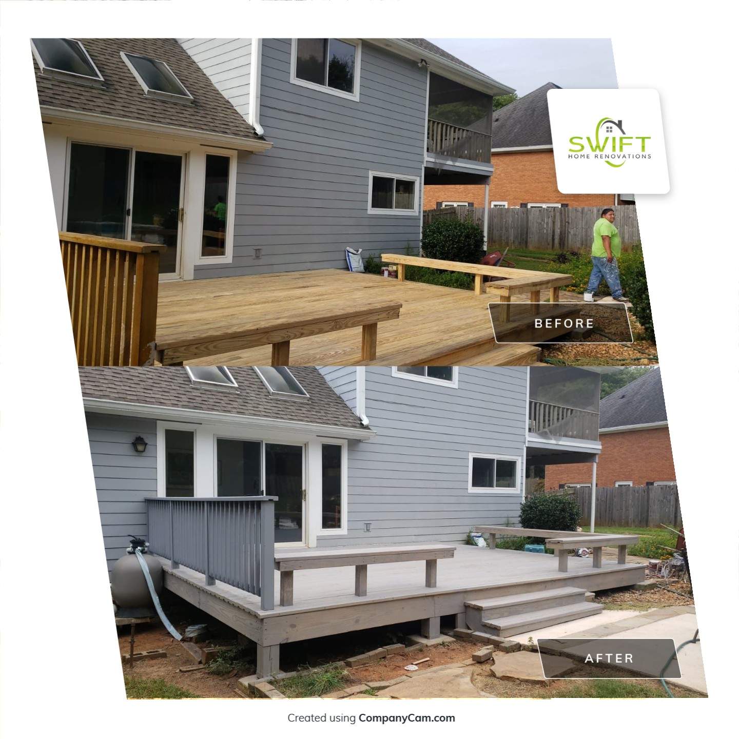 Multi-Level Deck Staining and Refinishing in Roswell Georgia by Swift Home Renovations