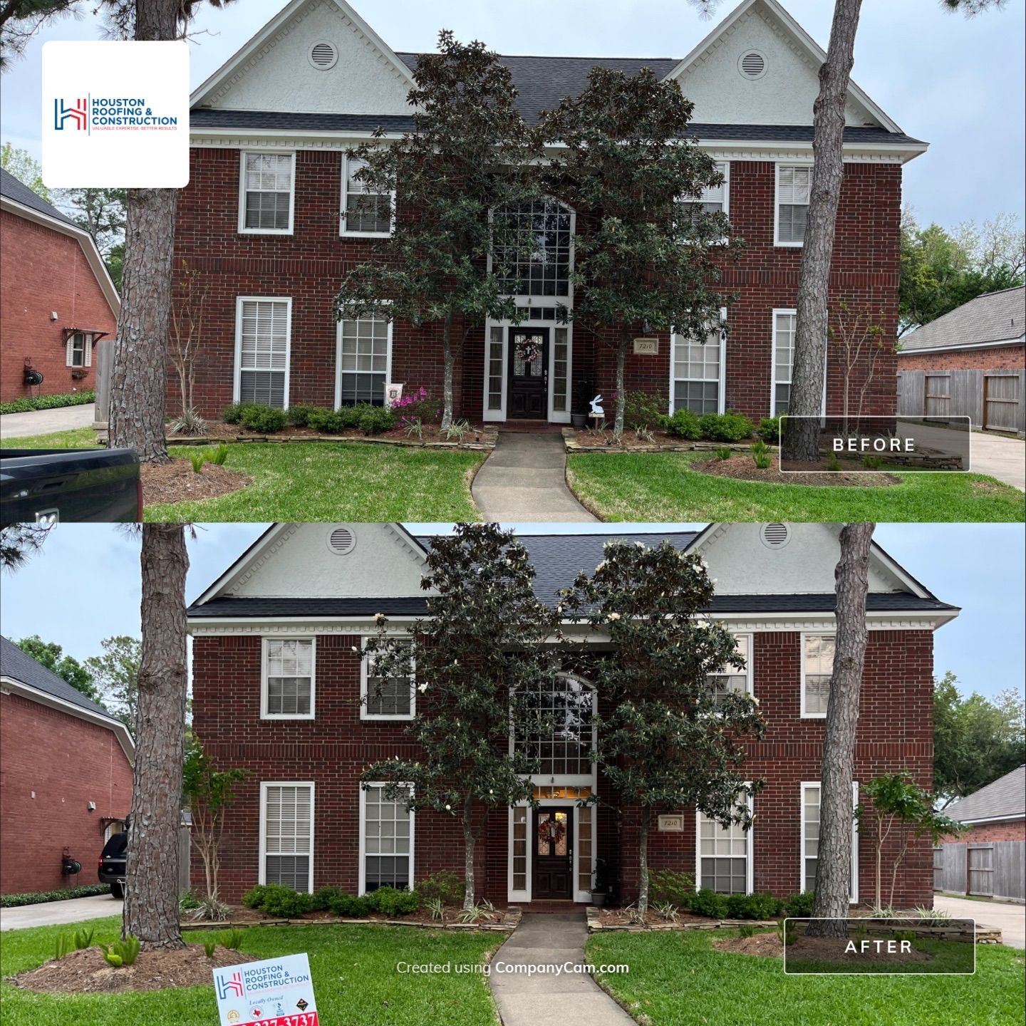 Complete GAF HDZ Charcoal Roof Installation for NW Houston Home by Houston Roofing & Construction