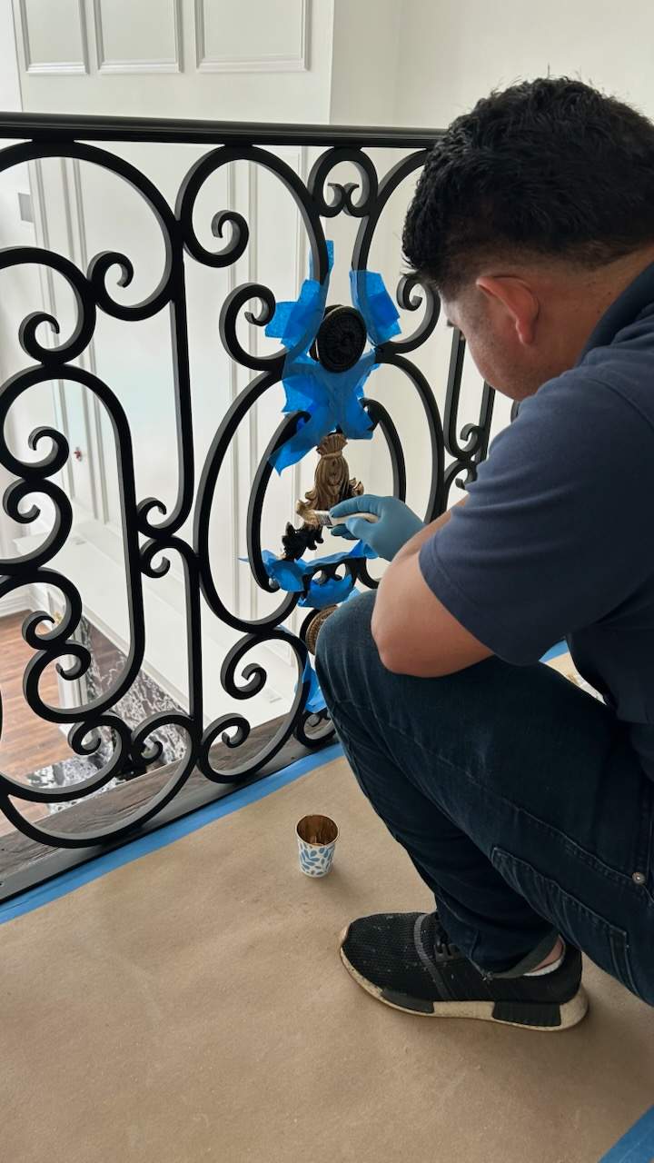 Custom Interior Wrought Iron Railing Refinishing in Dallas, Texas by Solara Custom Living